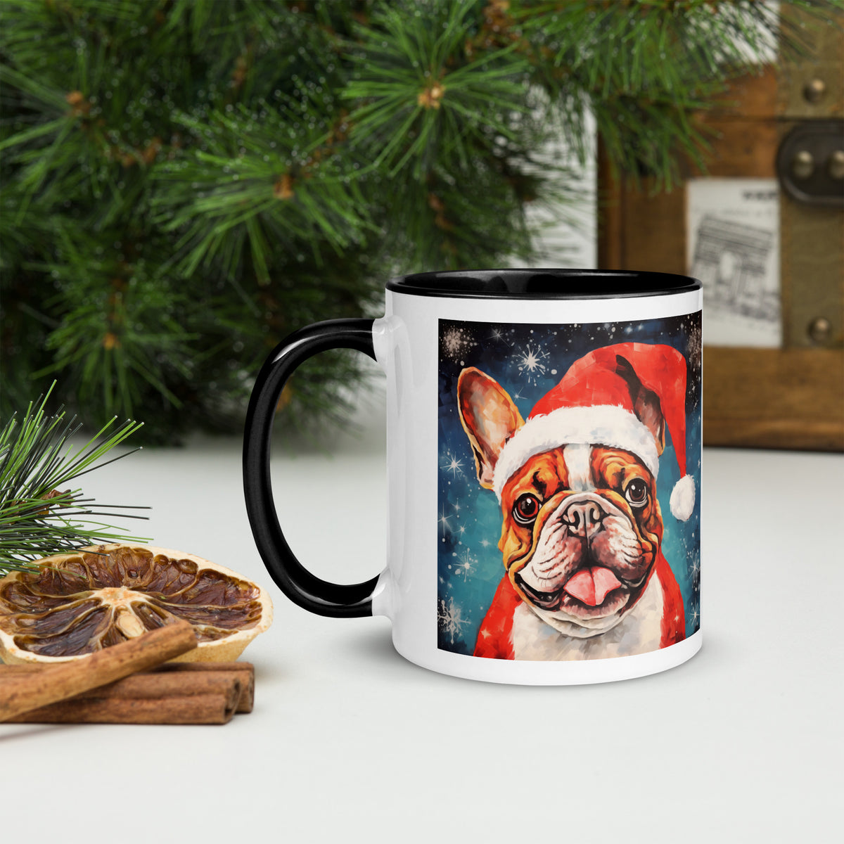 Mug with Color Inside French Bulldog - Merry woofmaas