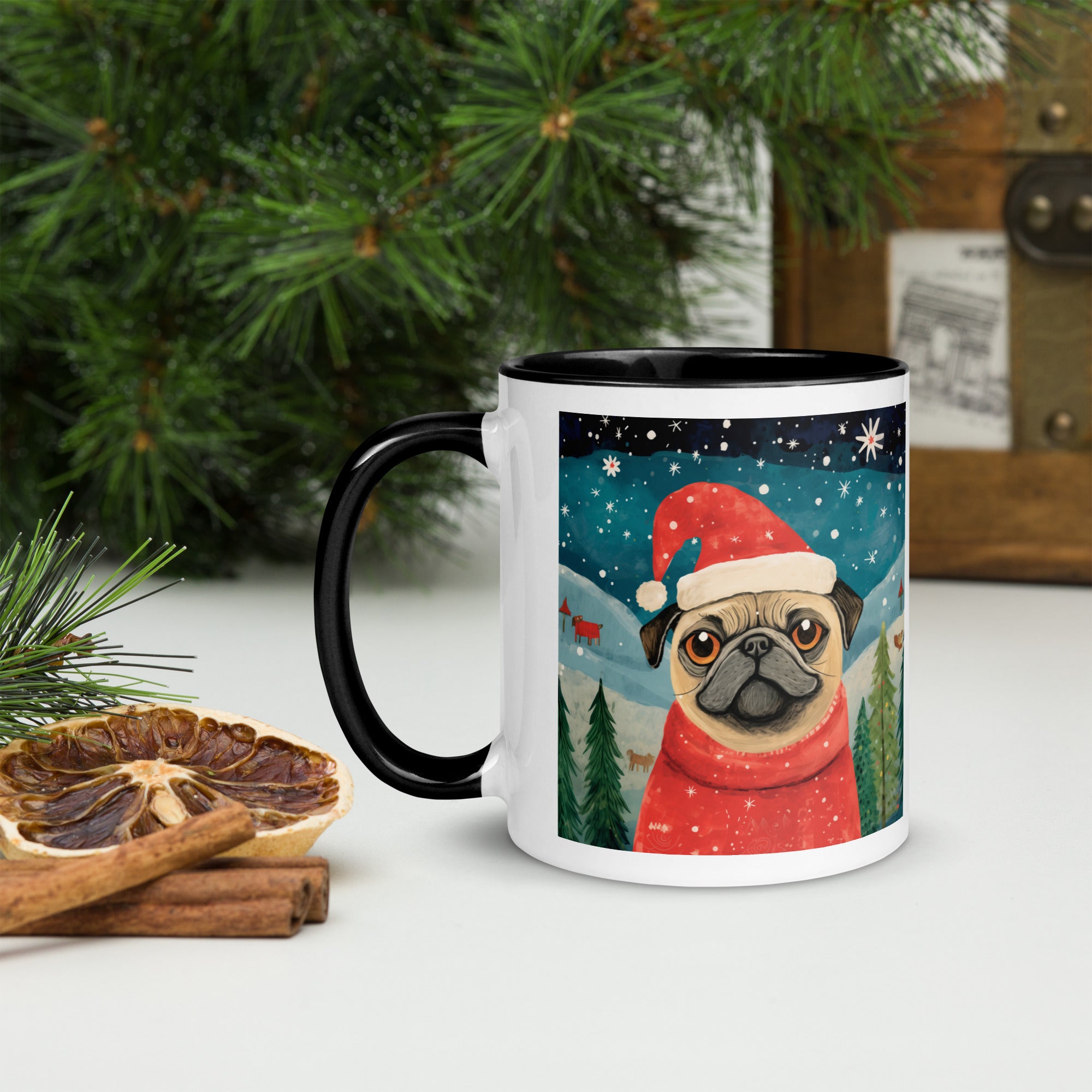 Mug with Color Inside Pug -Merry Woofmas