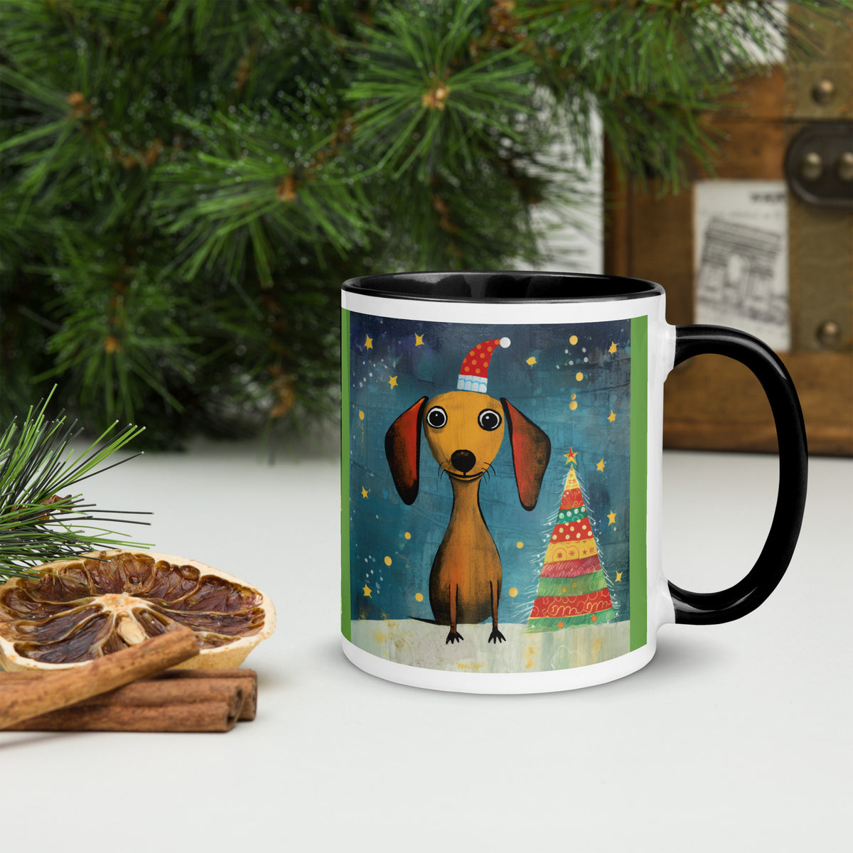 Mug with Color Inside Danchshund - Merry Woofmas
