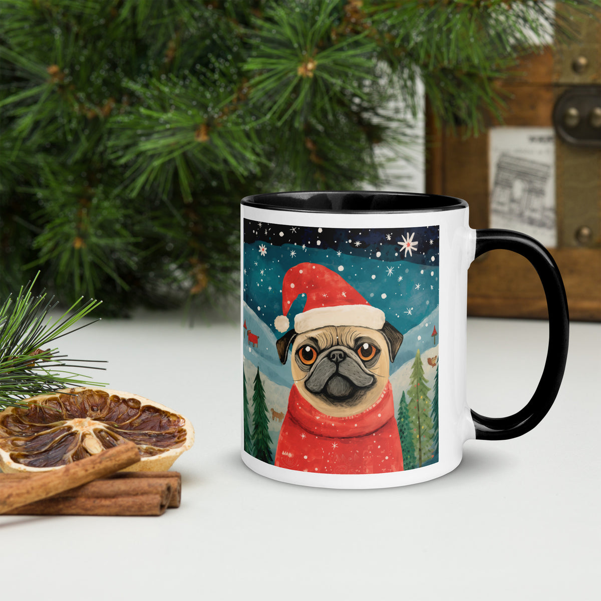Mug with Color Inside Pug -Merry Woofmas