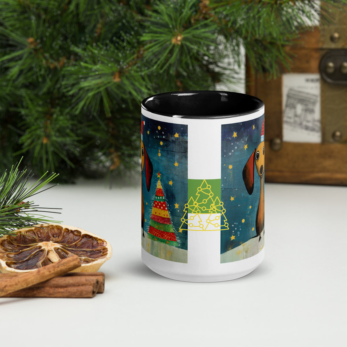 Mug with Color Inside Danchshund - Merry Woofmas