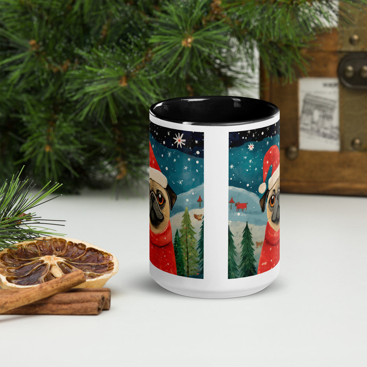 Mug with Color Inside Pug -Merry Woofmas