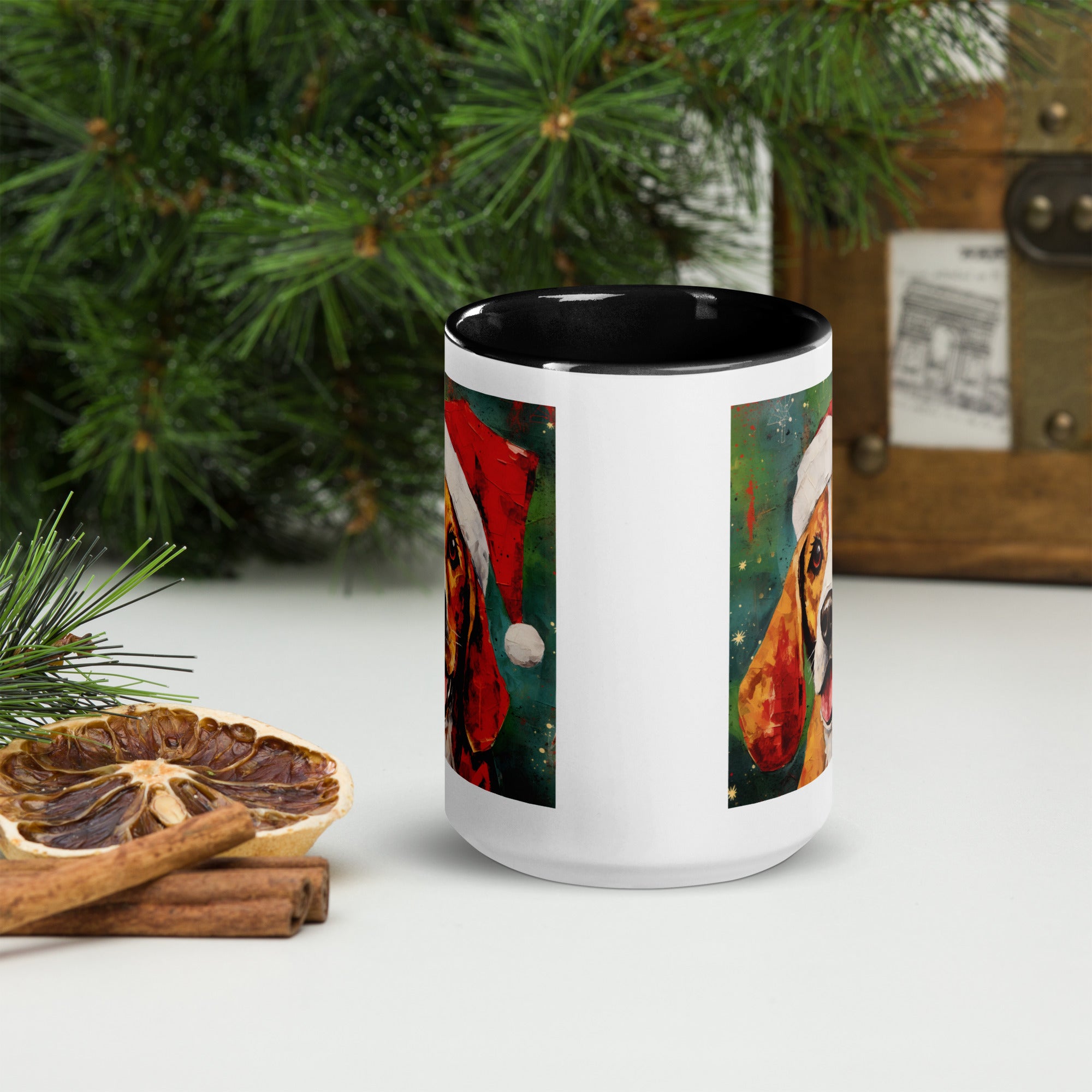 Mug with Color Inside Beagle - Merry Woofmas