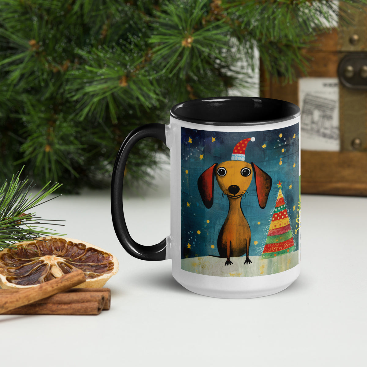 Mug with Color Inside Danchshund - Merry Woofmas
