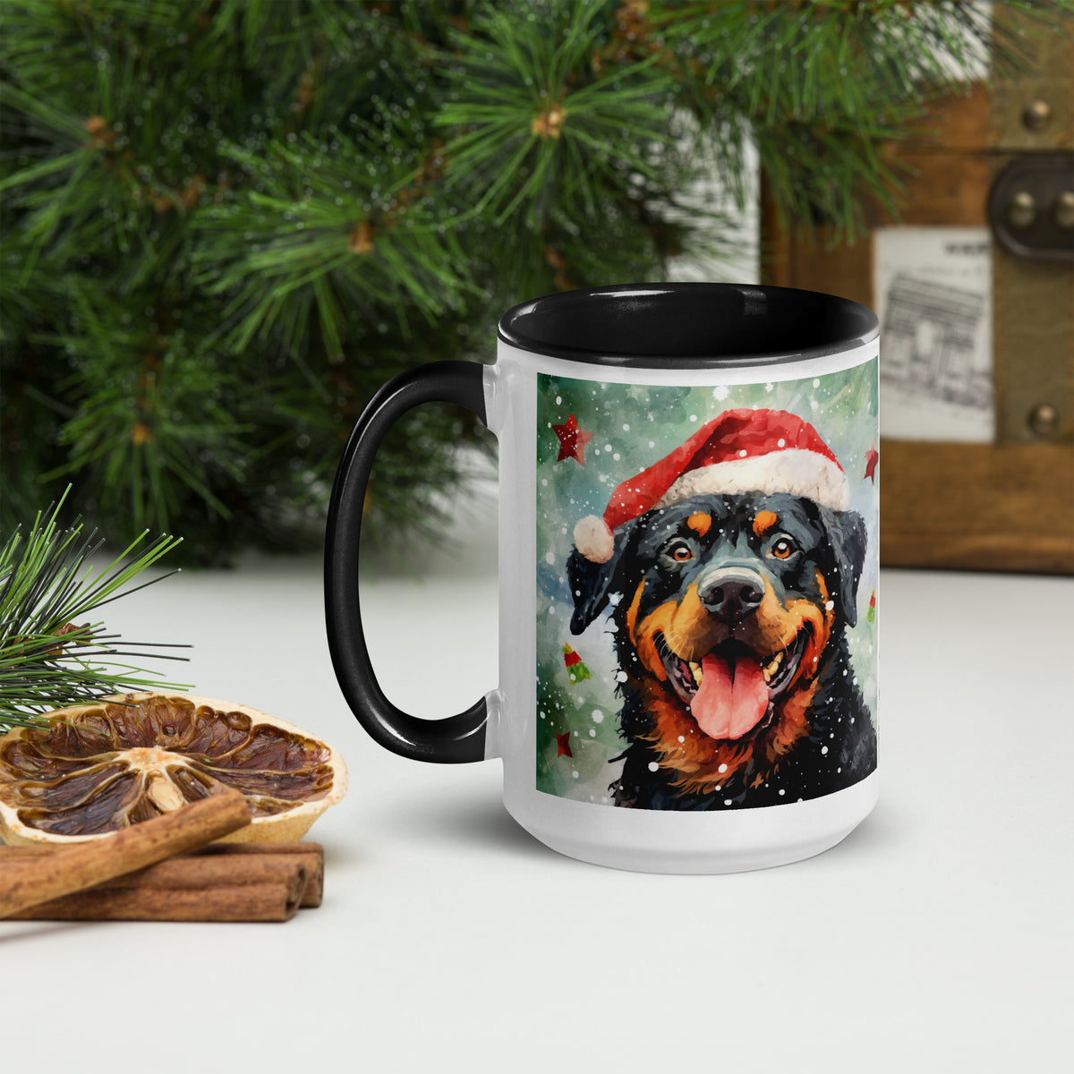 Mug with Color Inside Rottweiler - Merry Woofmas