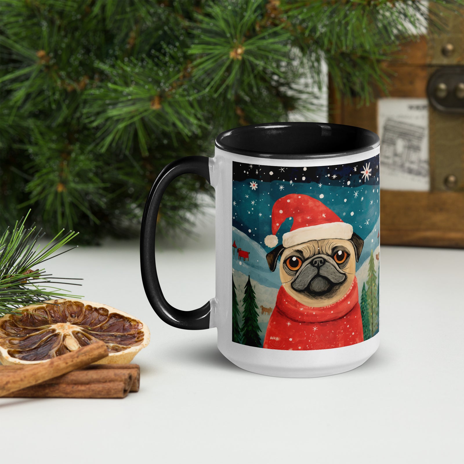 Mug with Color Inside Pug -Merry Woofmas