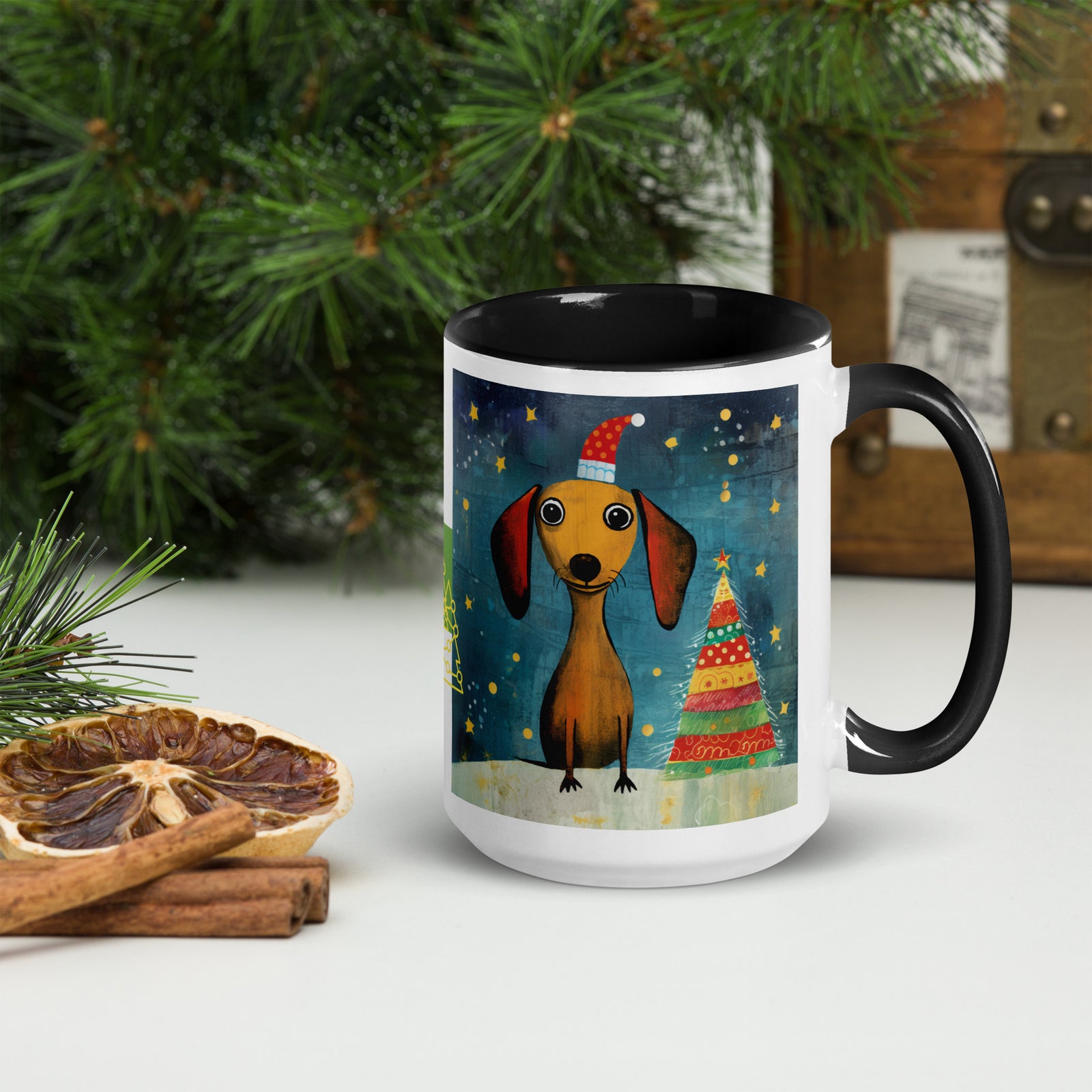 Mug with Color Inside Danchshund - Merry Woofmas