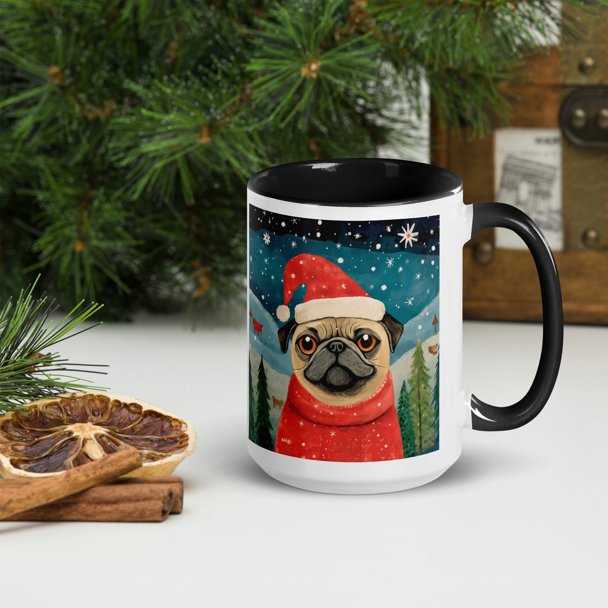 Mug with Color Inside Pug -Merry Woofmas