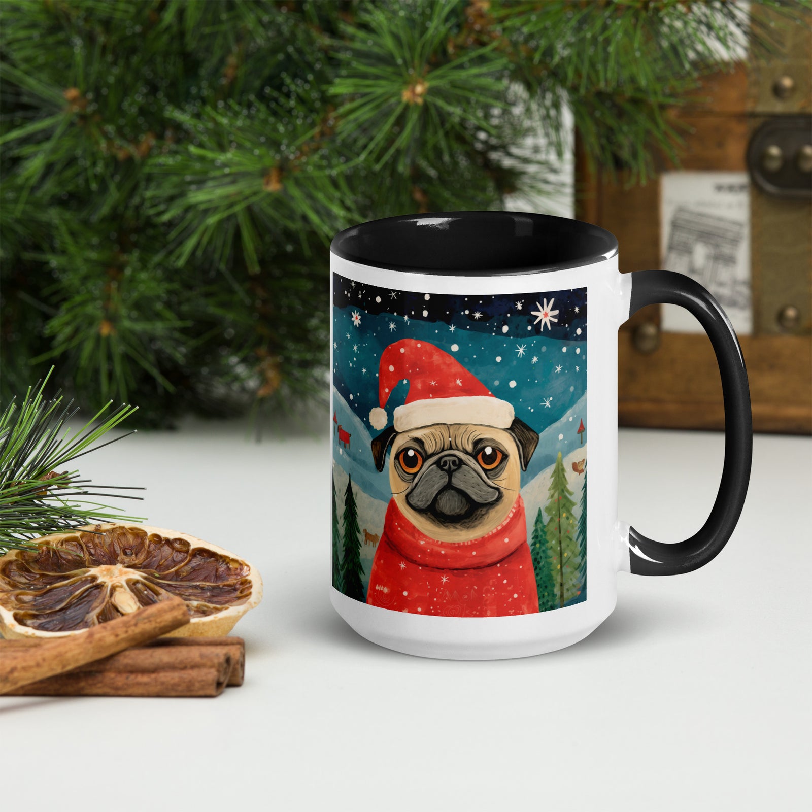 Mug with Color Inside Pug -Merry Woofmas