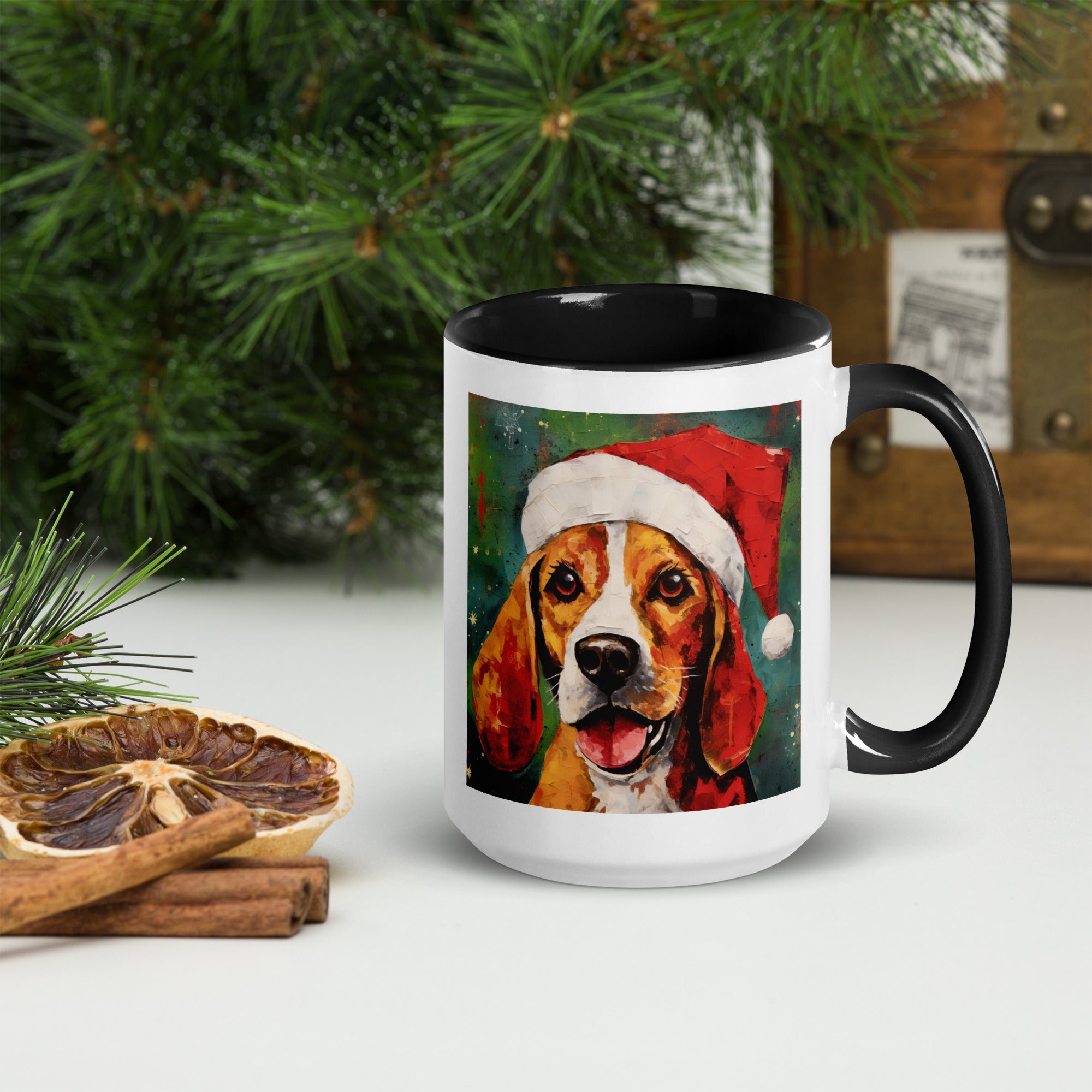 Mug with Color Inside Beagle - Merry Woofmas