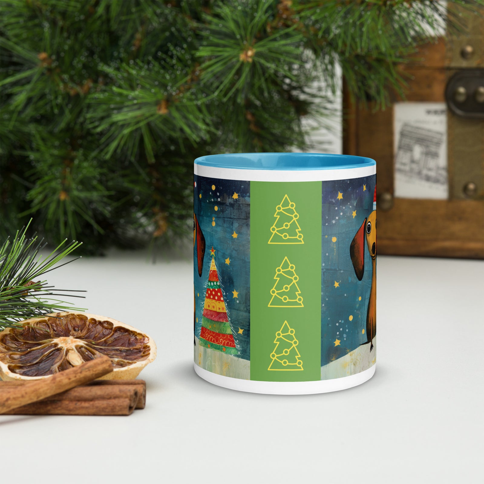 Mug with Color Inside Danchshund - Merry Woofmas