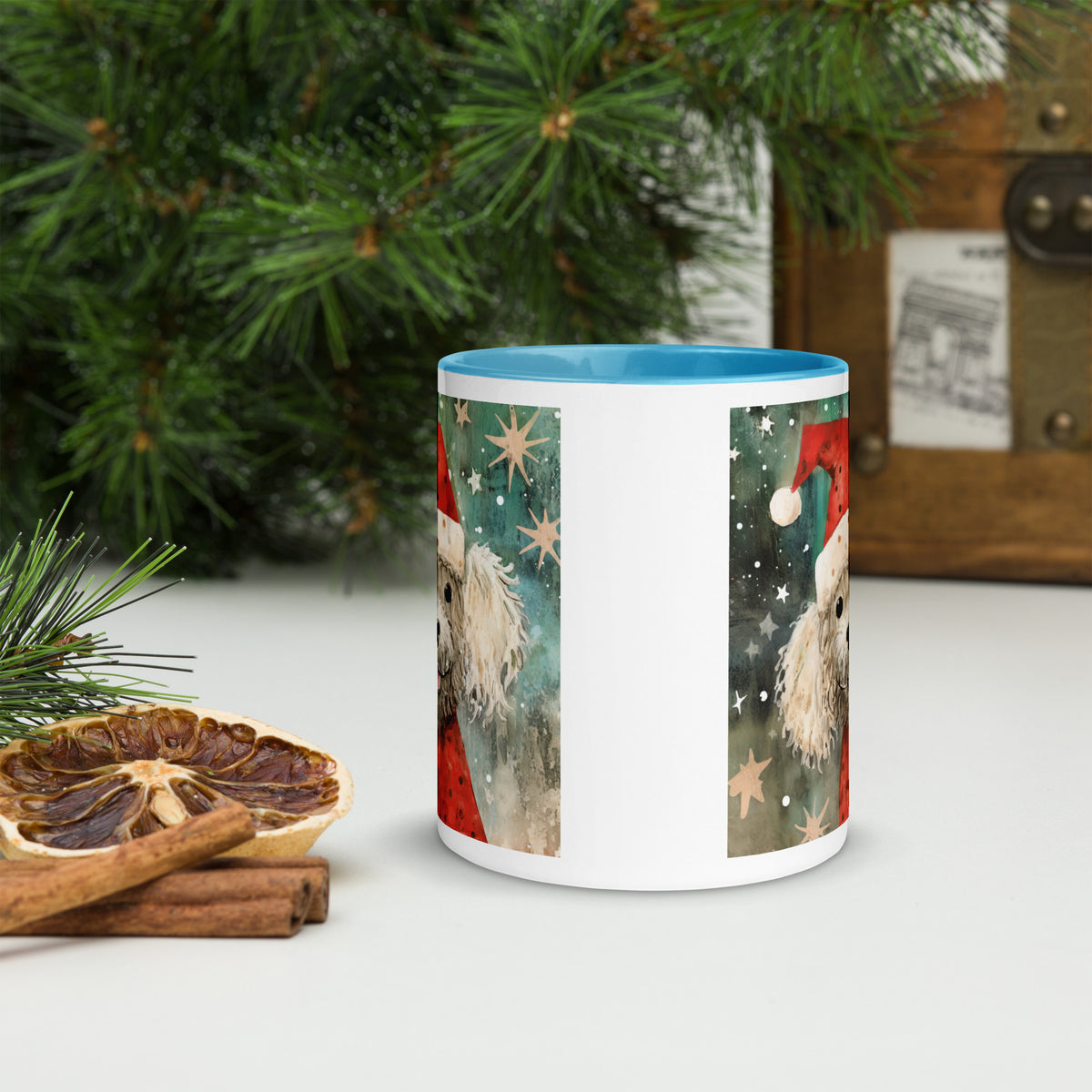 Mug with Color Inside Poodle - Merry Woofmas