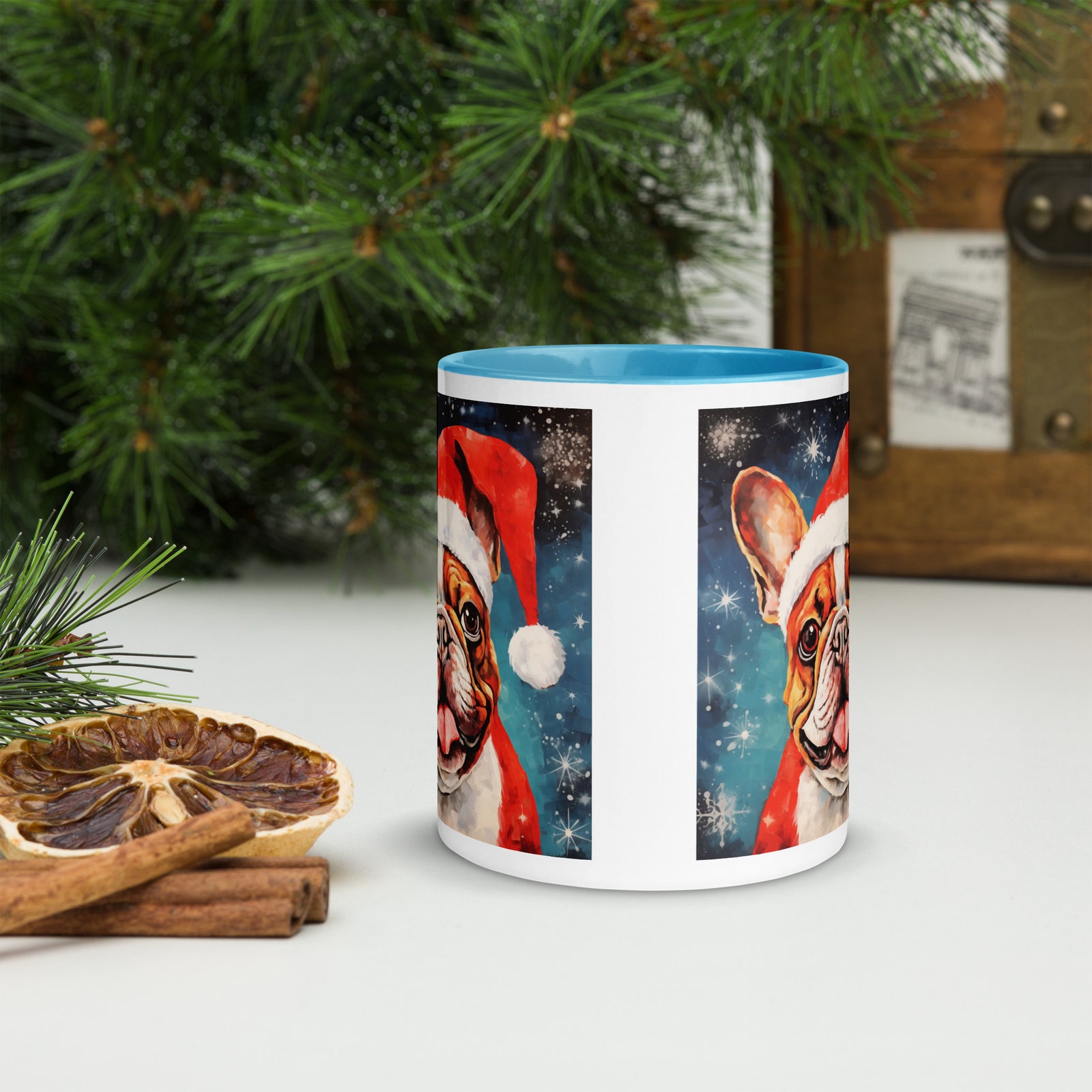 Mug with Color Inside French Bulldog - Merry woofmaas