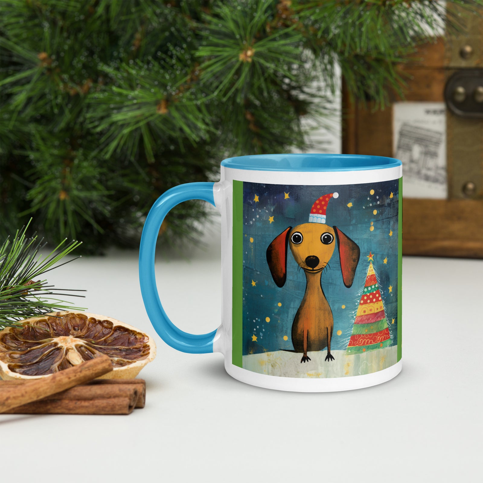Mug with Color Inside Danchshund - Merry Woofmas