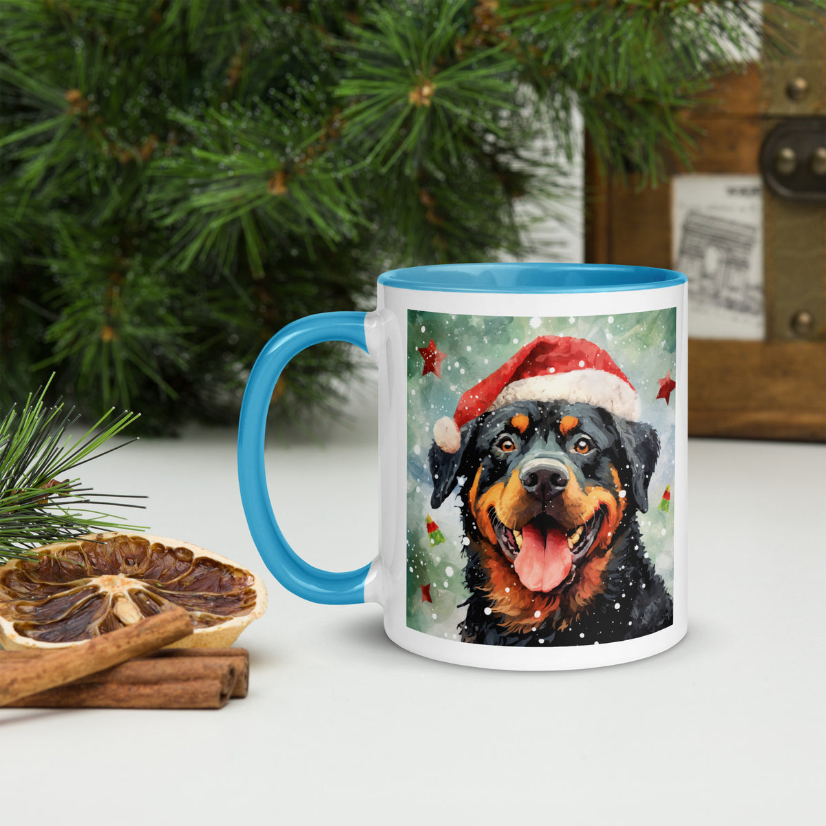 Mug with Color Inside Rottweiler - Merry Woofmas