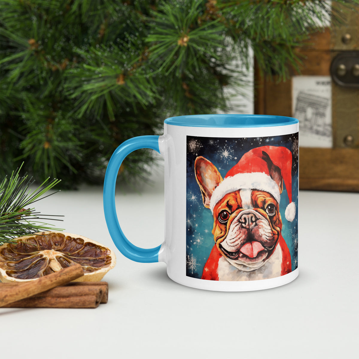Mug with Color Inside French Bulldog - Merry woofmaas