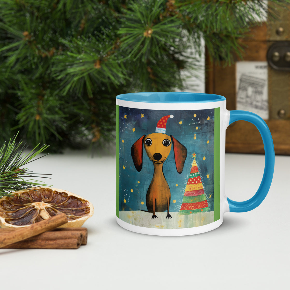 Mug with Color Inside Danchshund - Merry Woofmas