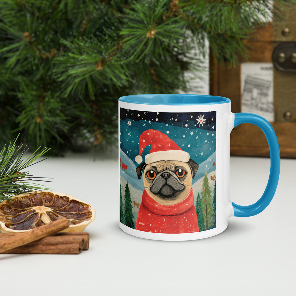 Mug with Color Inside Pug -Merry Woofmas
