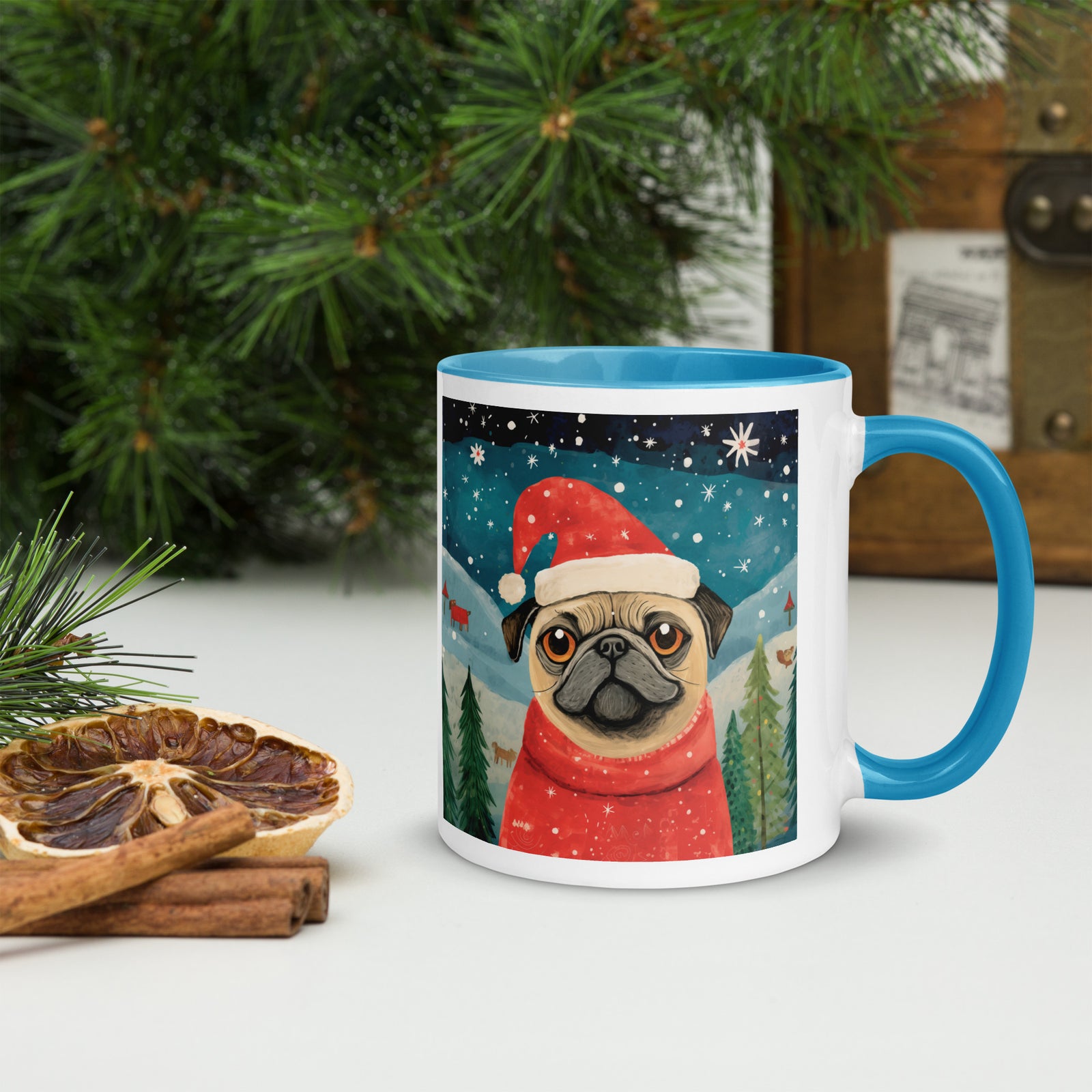 Mug with Color Inside Pug -Merry Woofmas