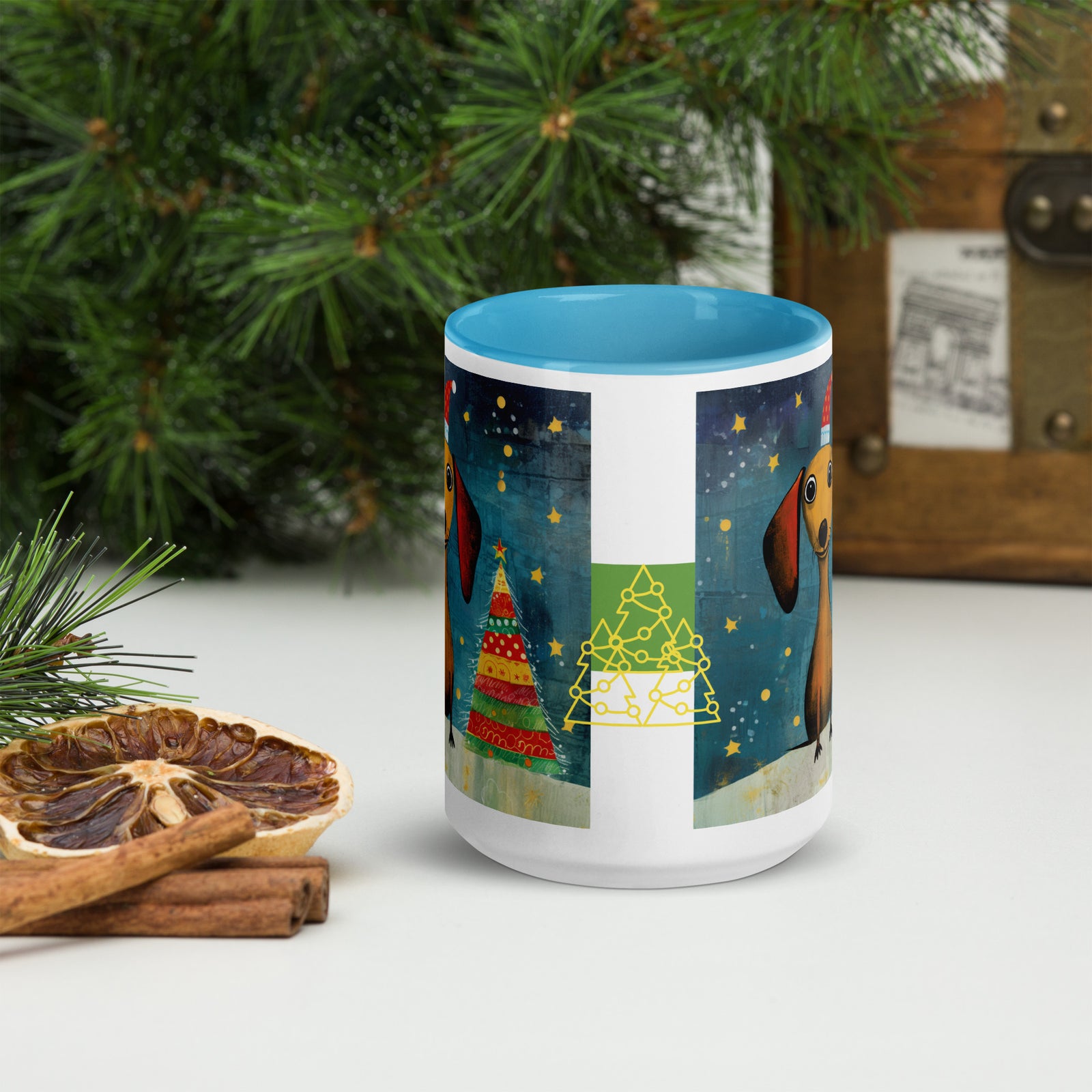 Mug with Color Inside Danchshund - Merry Woofmas