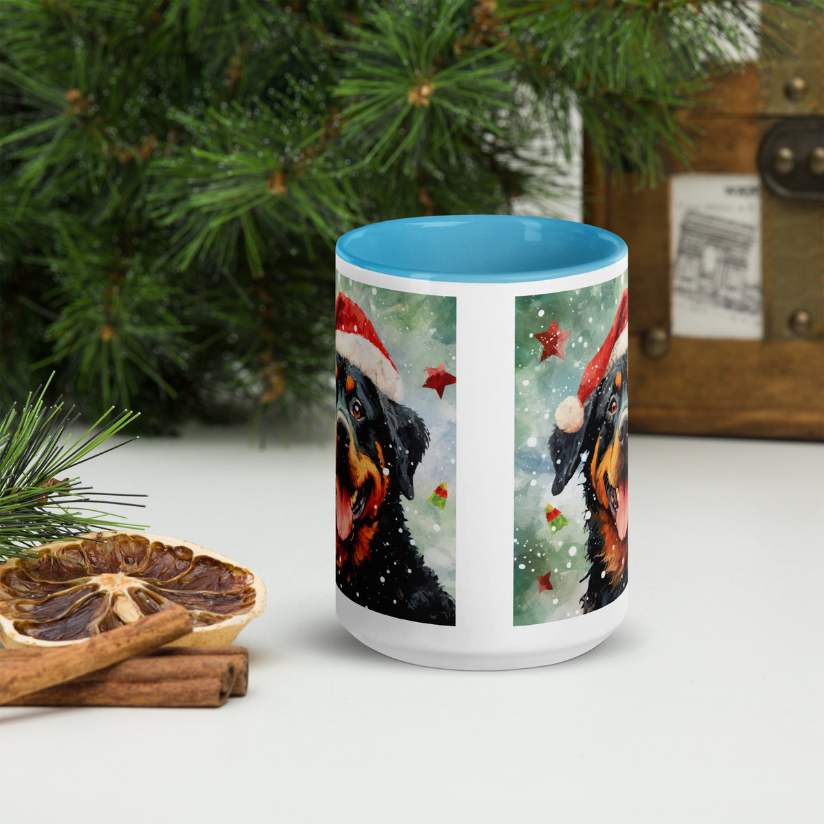 Mug with Color Inside Rottweiler - Merry Woofmas