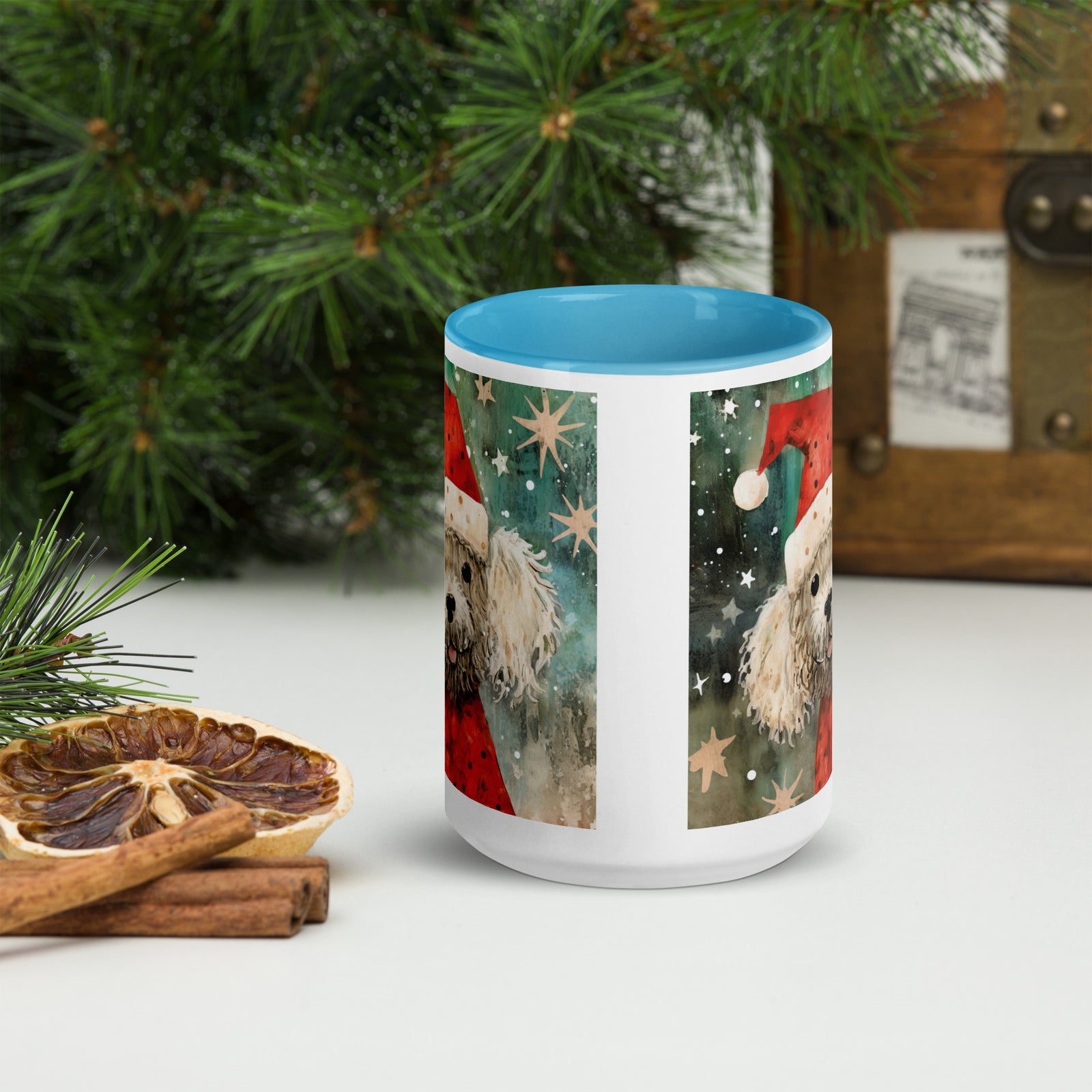 Mug with Color Inside Poodle - Merry Woofmas