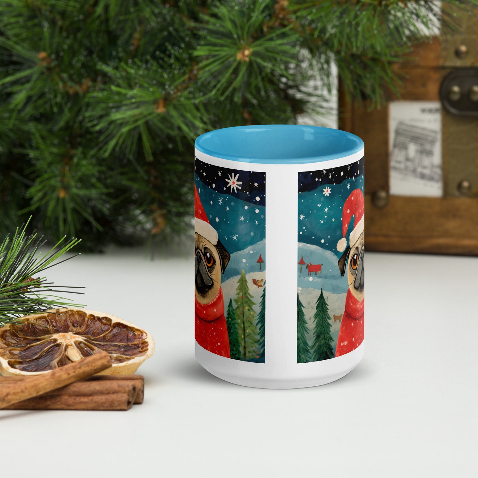 Mug with Color Inside Pug -Merry Woofmas