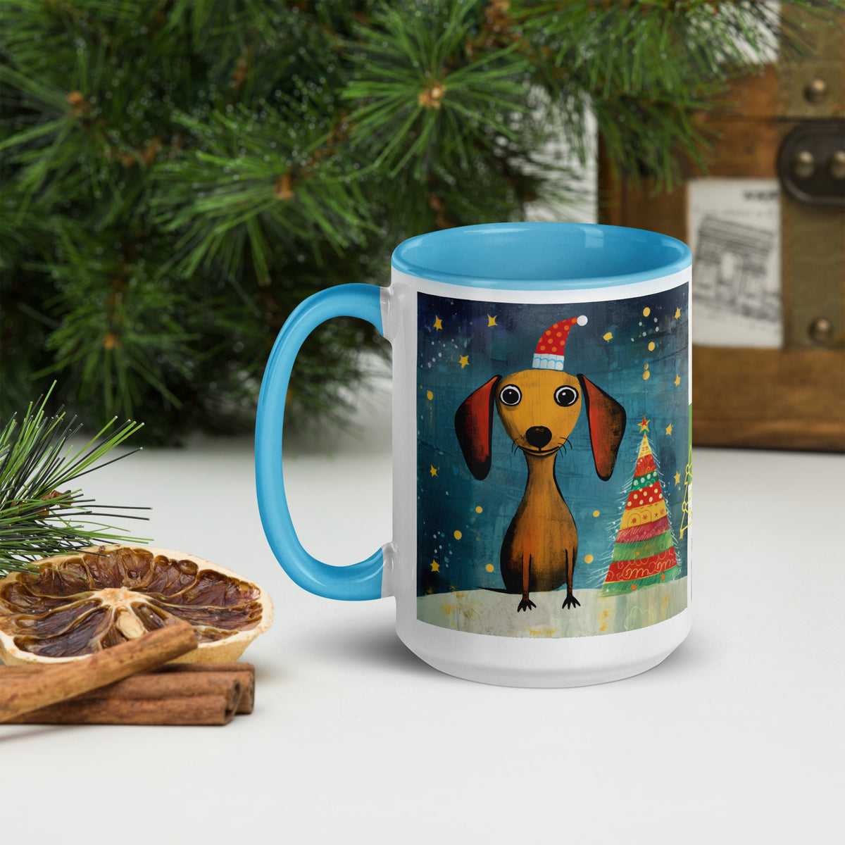 Mug with Color Inside Danchshund - Merry Woofmas