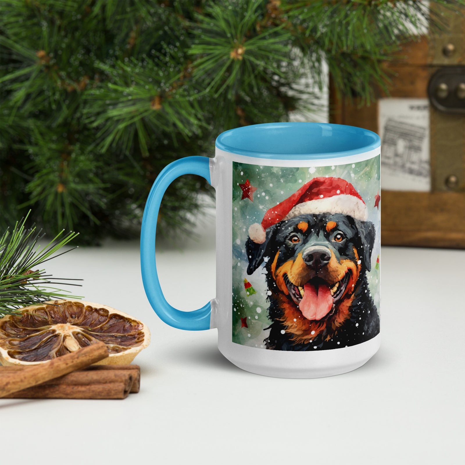Mug with Color Inside Rottweiler - Merry Woofmas