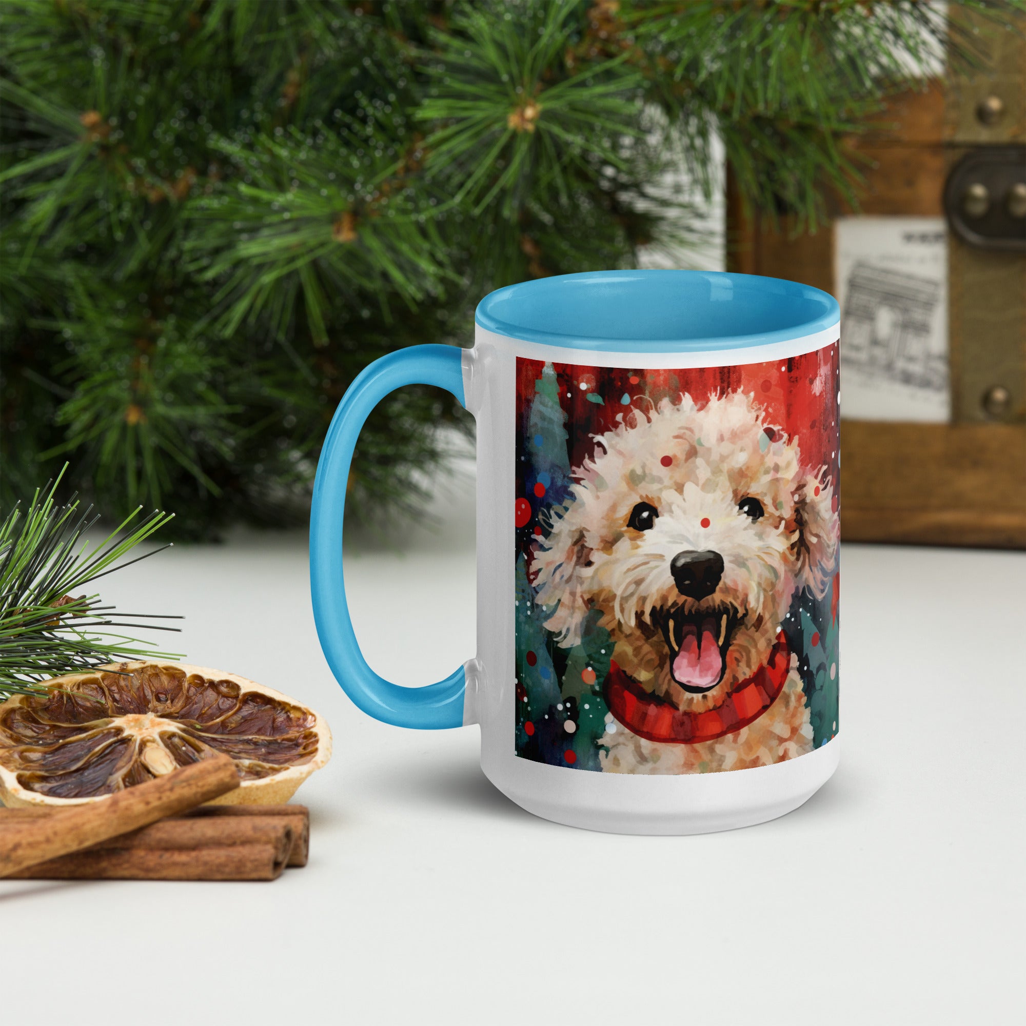 Mug with Color Inside Poodle - Merry Woofmas