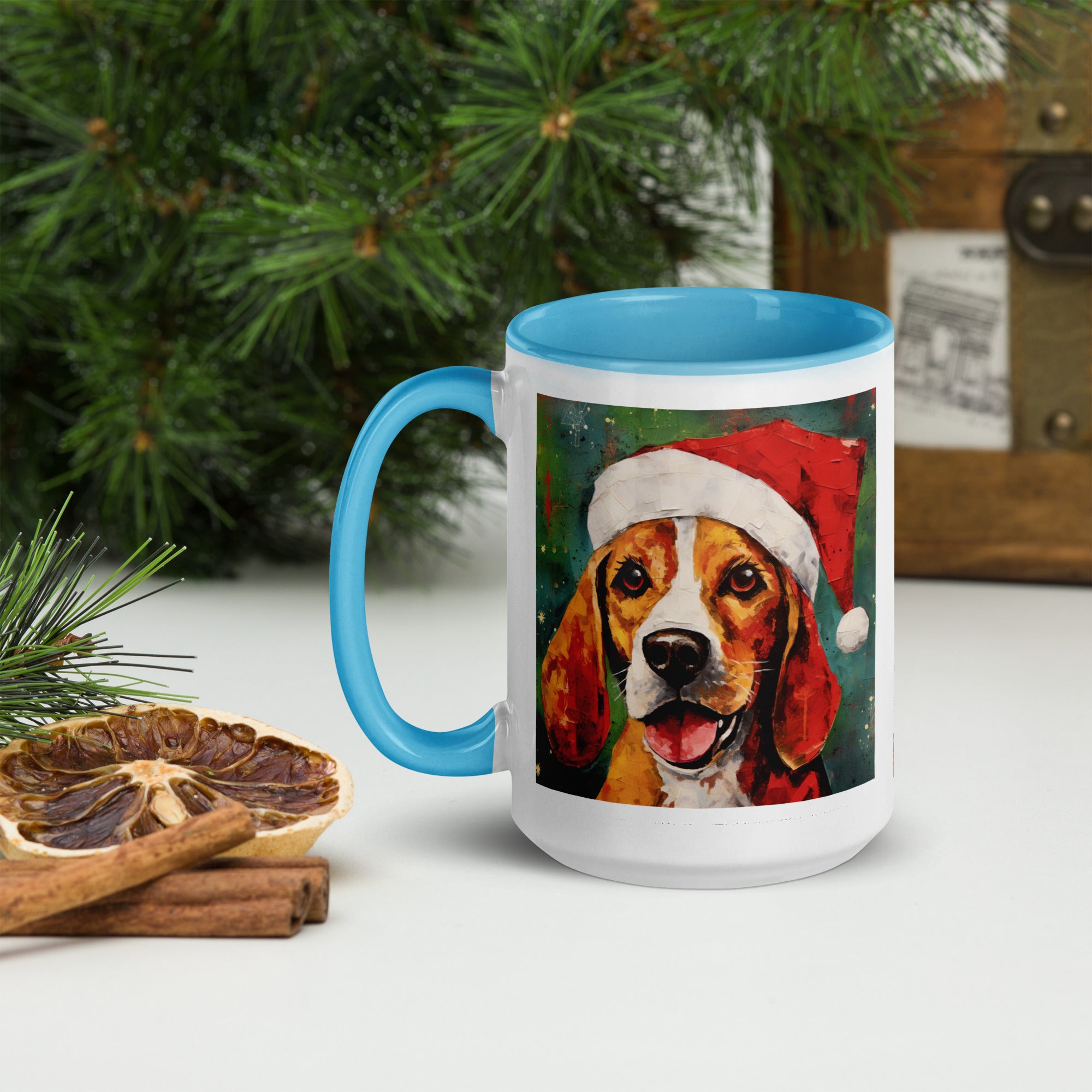 Mug with Color Inside Beagle - Merry Woofmas