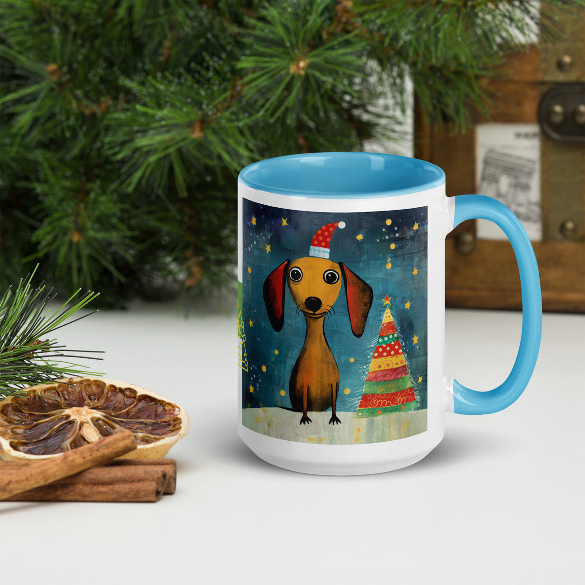 Mug with Color Inside Danchshund - Merry Woofmas