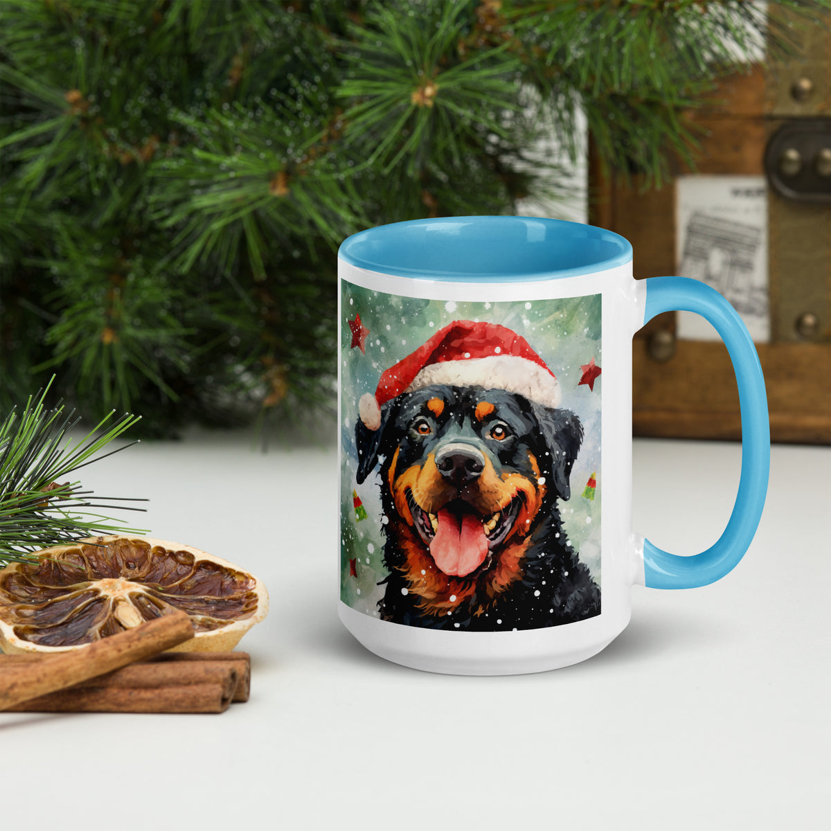 Mug with Color Inside Rottweiler - Merry Woofmas