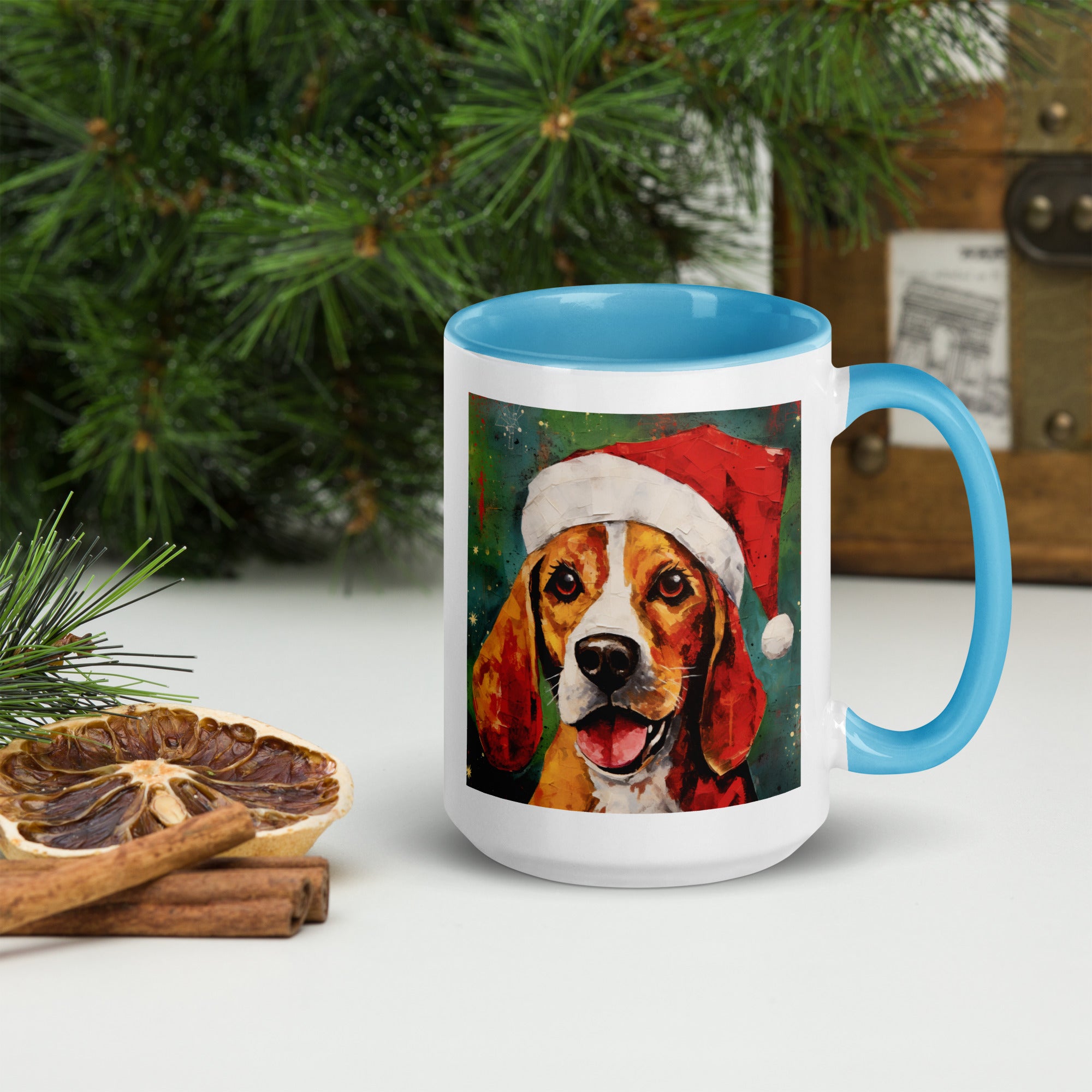 Mug with Color Inside Beagle - Merry Woofmas