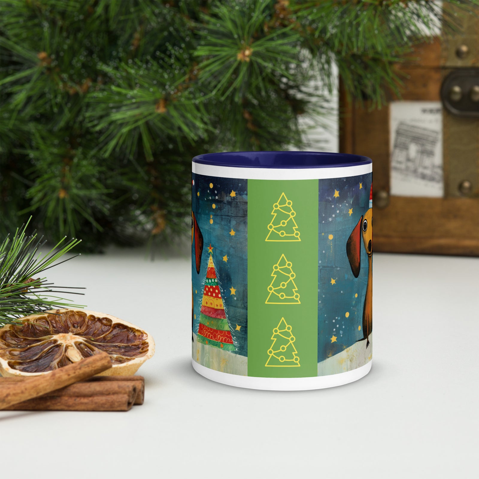 Mug with Color Inside Danchshund - Merry Woofmas
