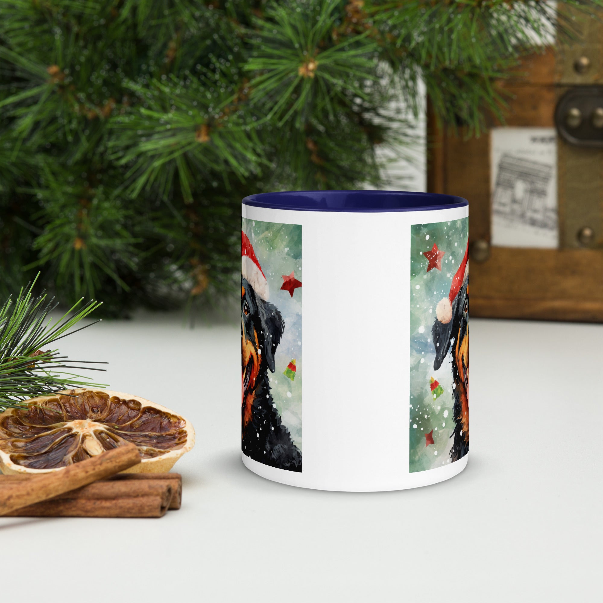 Mug with Color Inside Rottweiler - Merry Woofmas