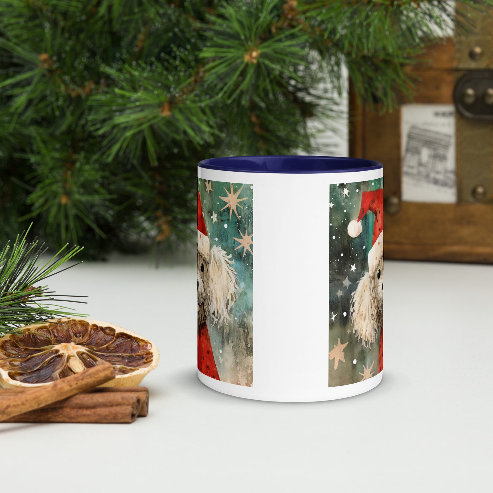 Mug with Color Inside Poodle - Merry Woofmas