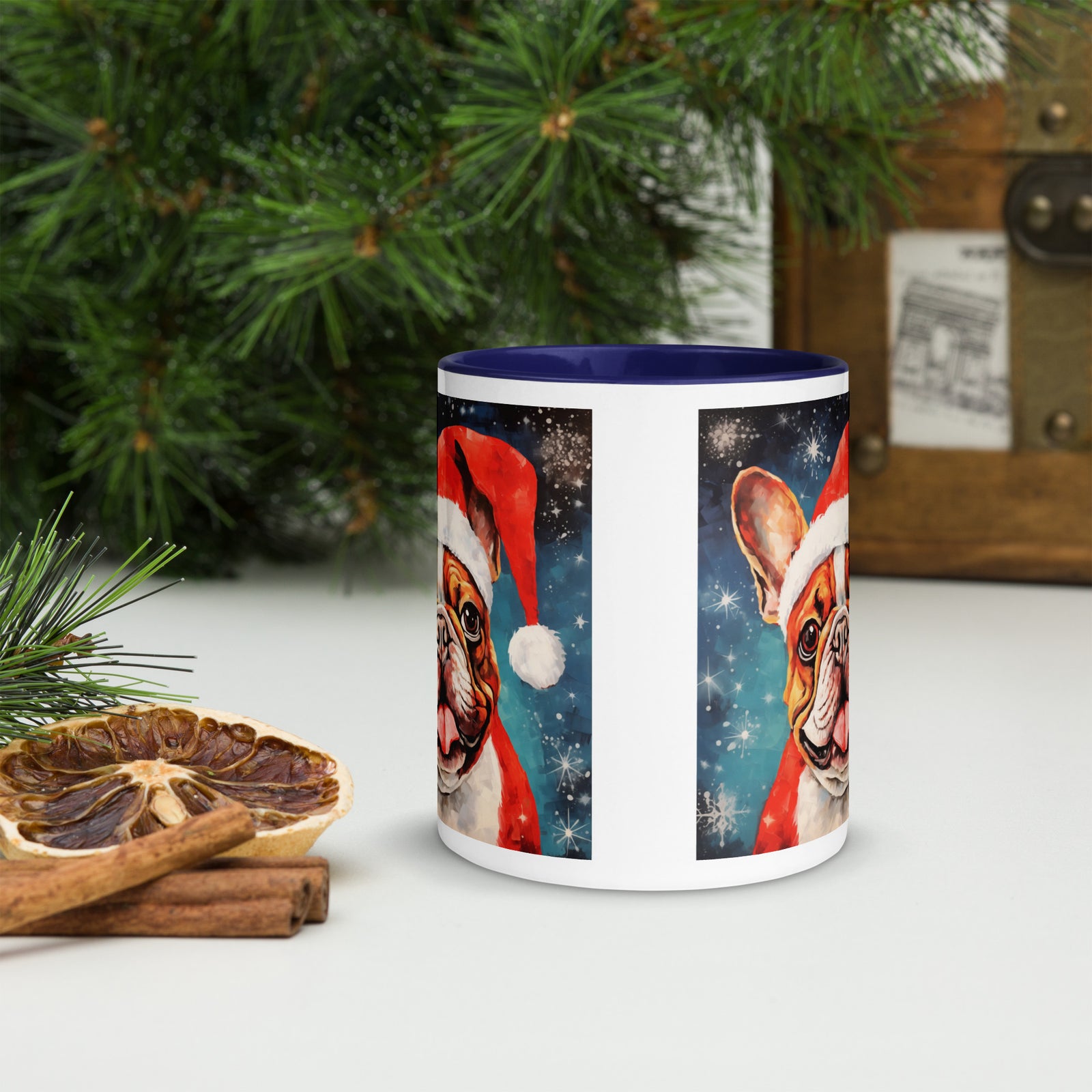 Mug with Color Inside French Bulldog - Merry woofmaas