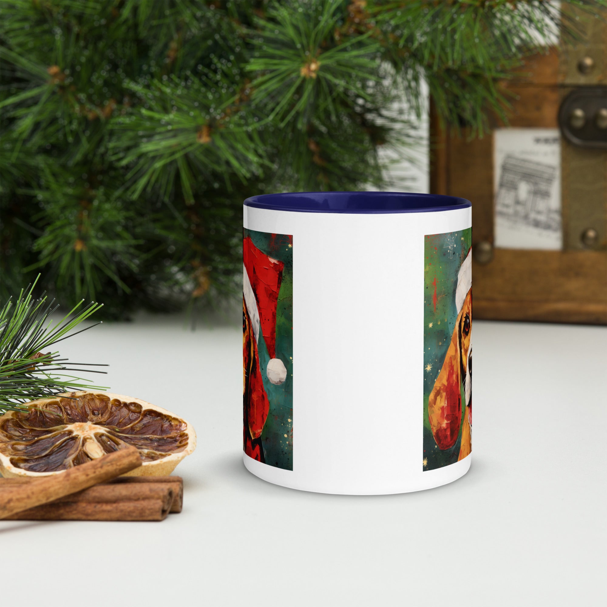 Mug with Color Inside Beagle - Merry Woofmas