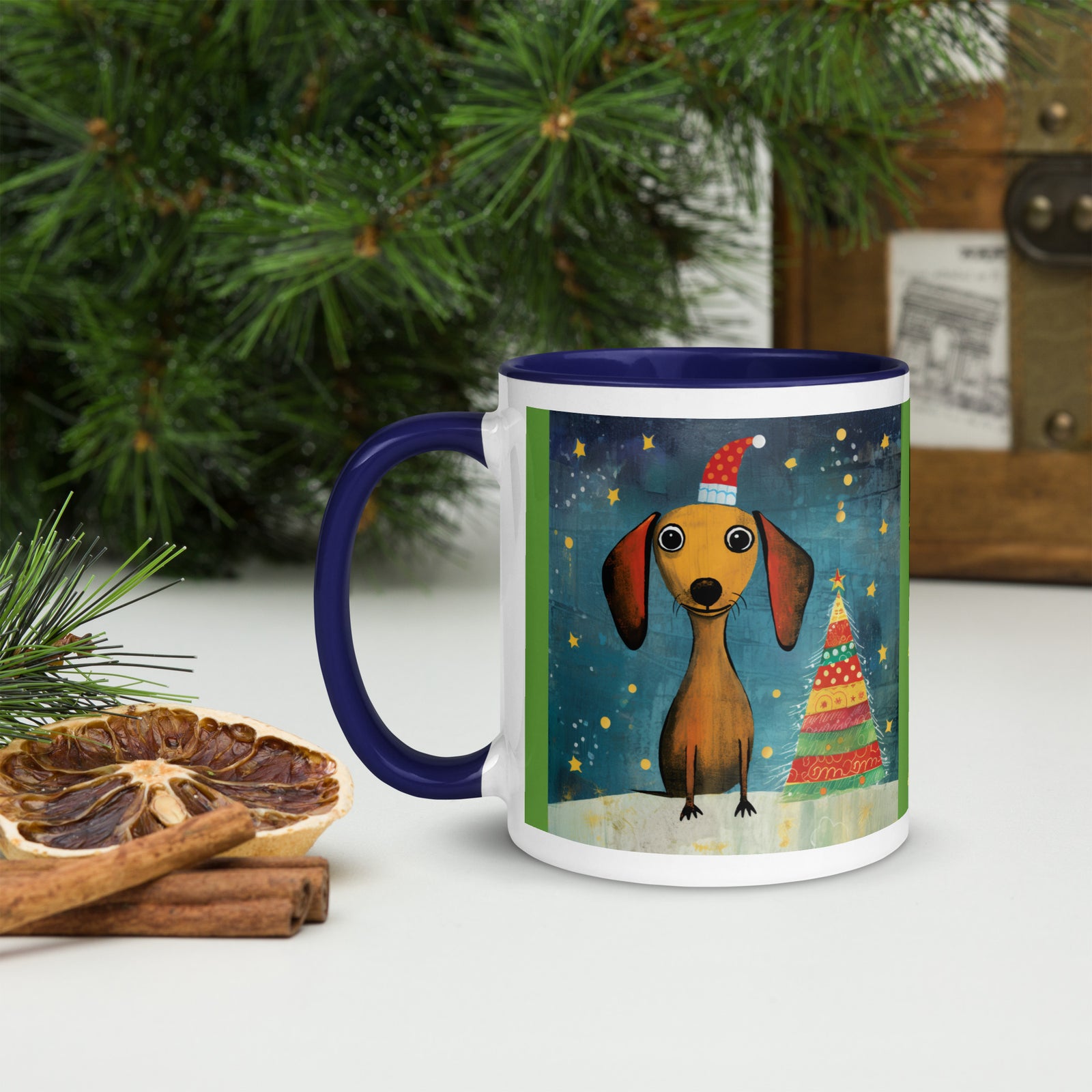 Mug with Color Inside Danchshund - Merry Woofmas
