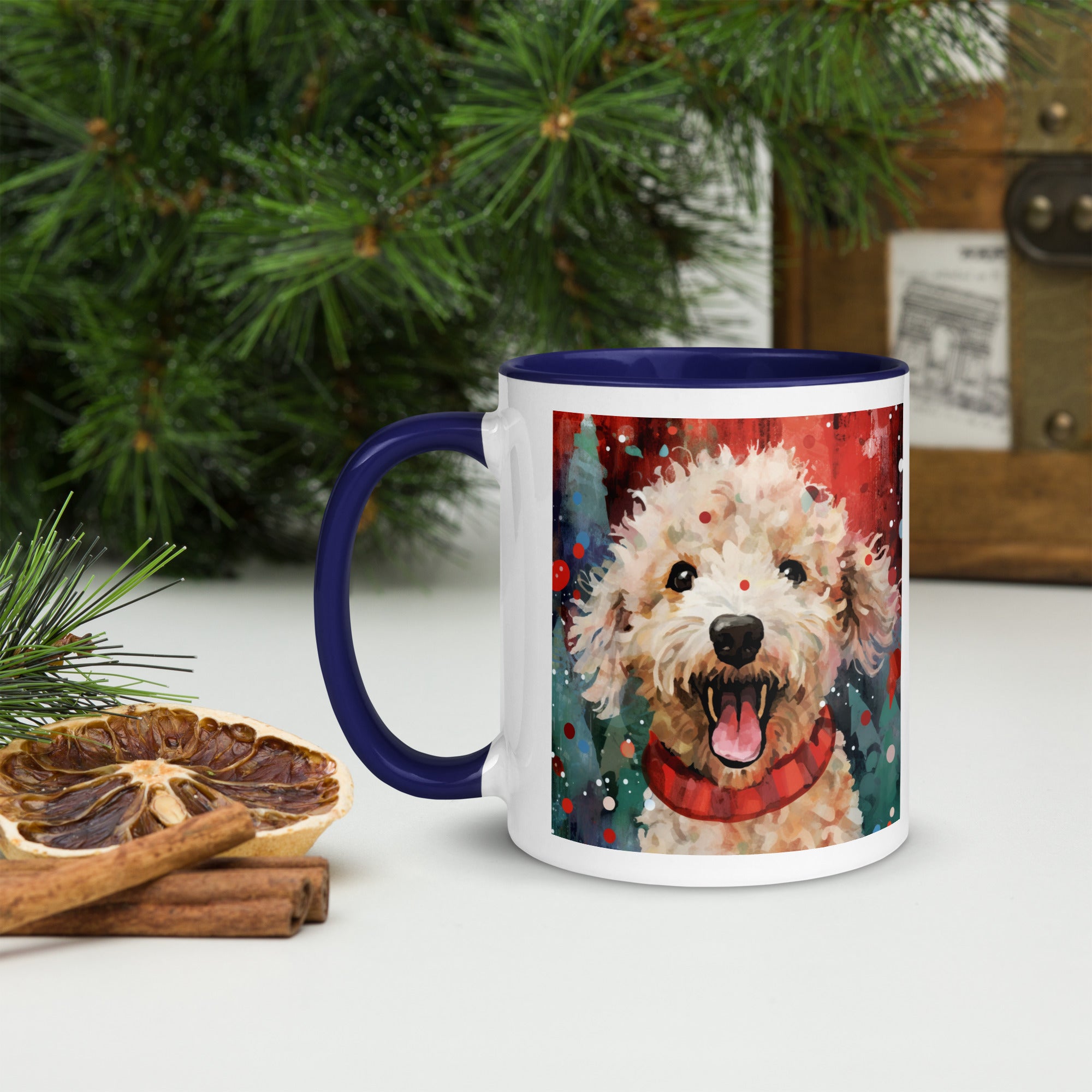 Mug with Color Inside Poodle - Merry Woofmas