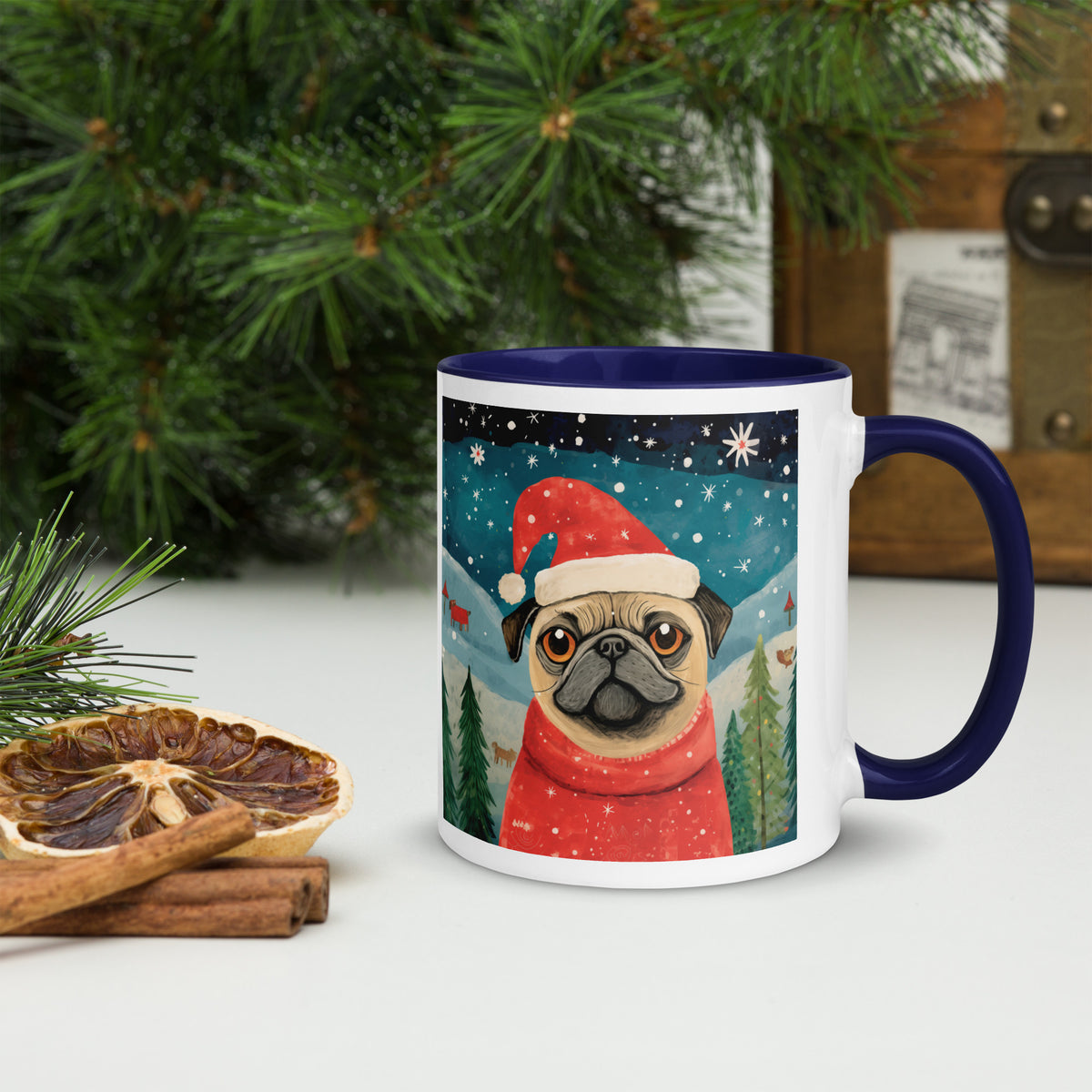 Mug with Color Inside Pug -Merry Woofmas
