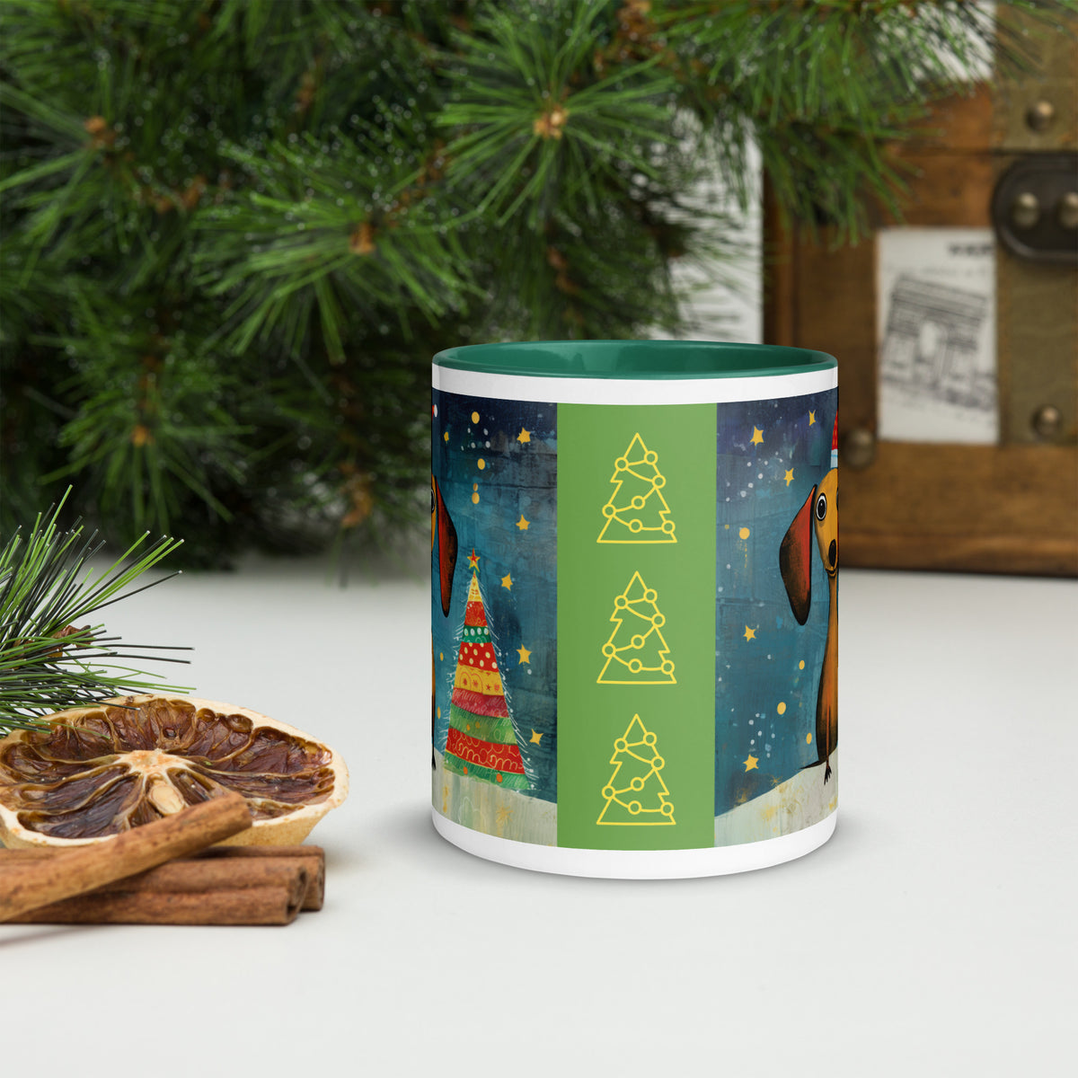 Mug with Color Inside Danchshund - Merry Woofmas