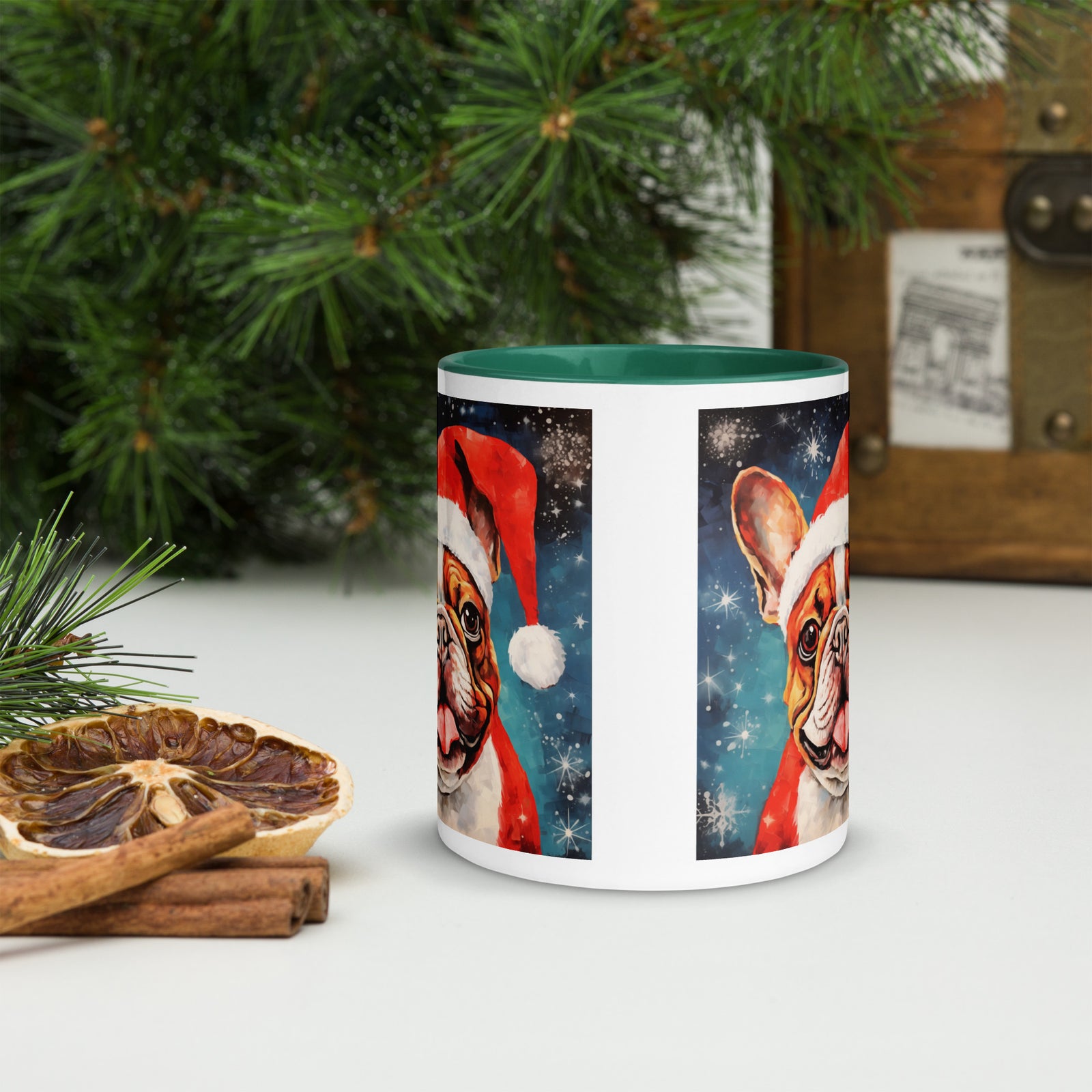 Mug with Color Inside French Bulldog - Merry woofmaas