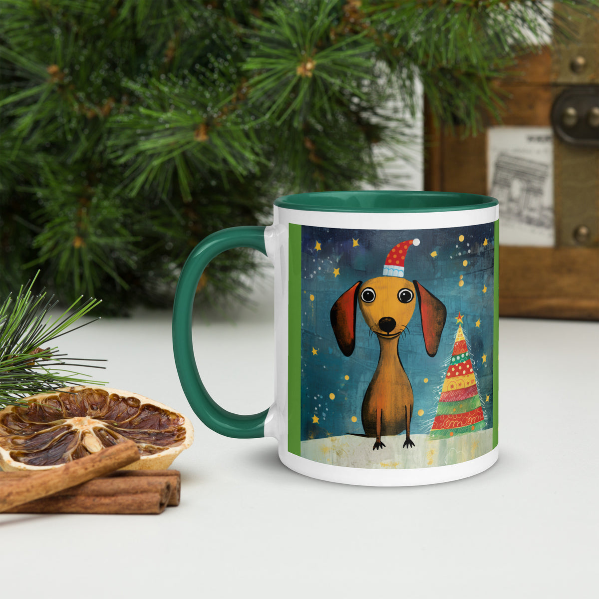 Mug with Color Inside Danchshund - Merry Woofmas