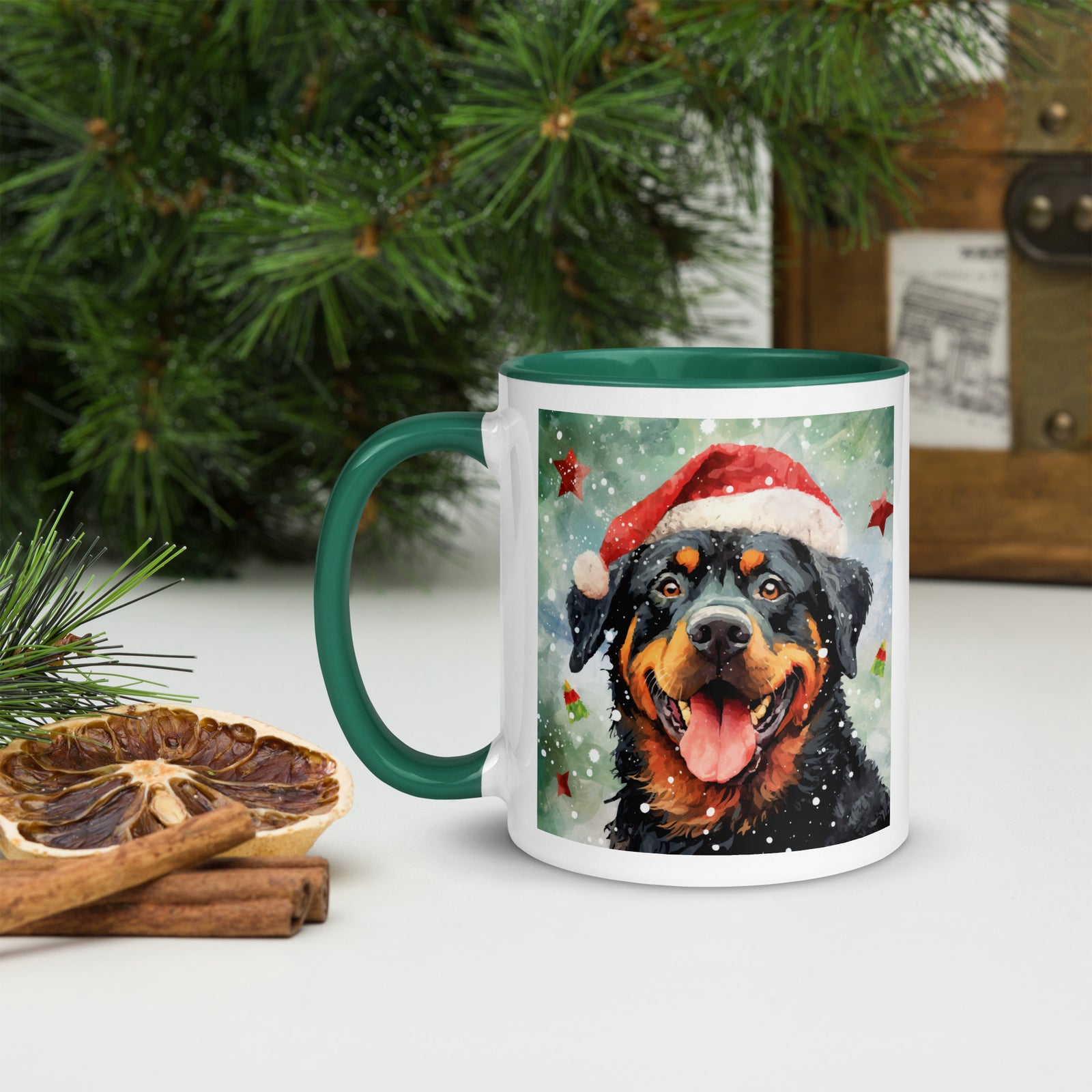 Mug with Color Inside Rottweiler - Merry Woofmas