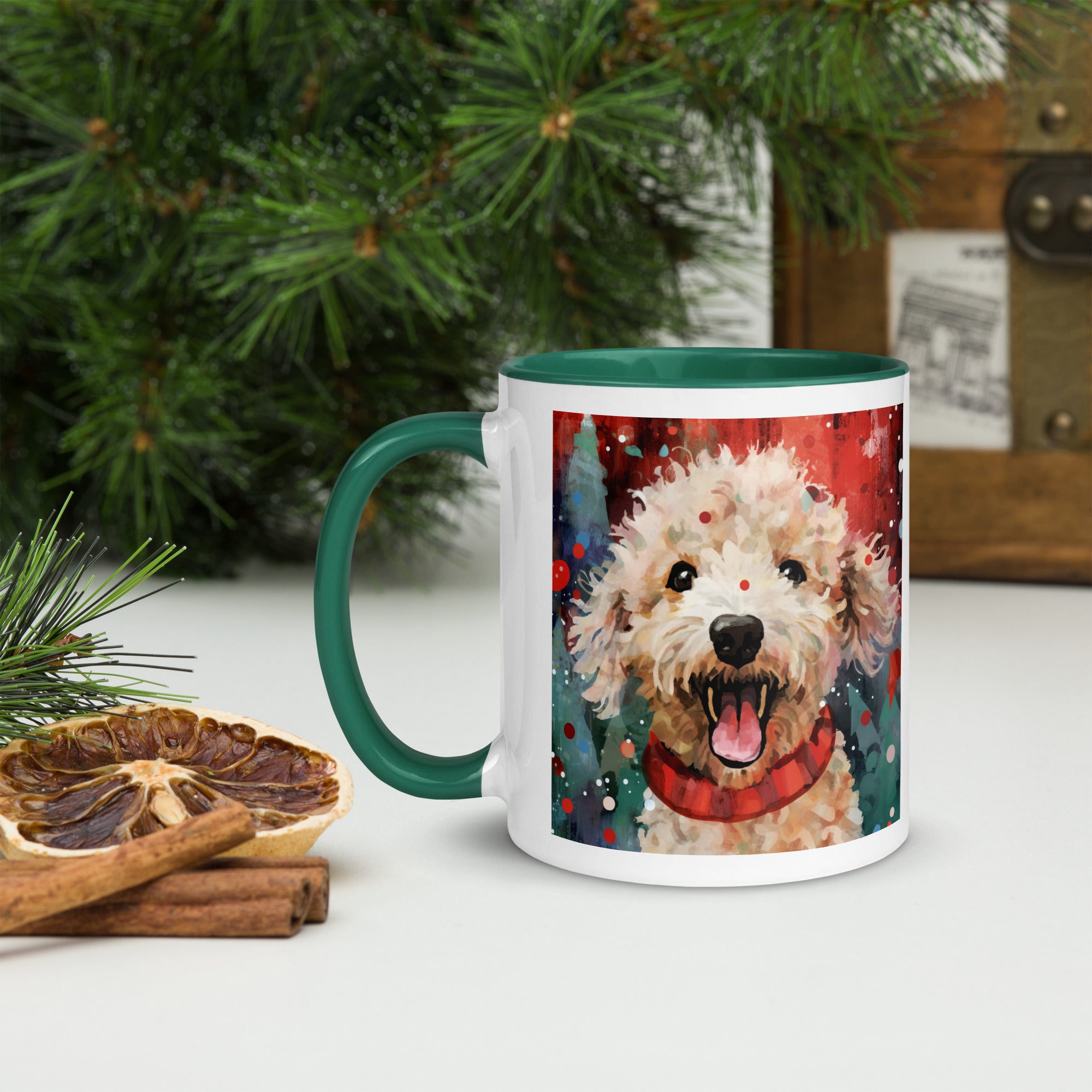 Mug with Color Inside Poodle - Merry Woofmas