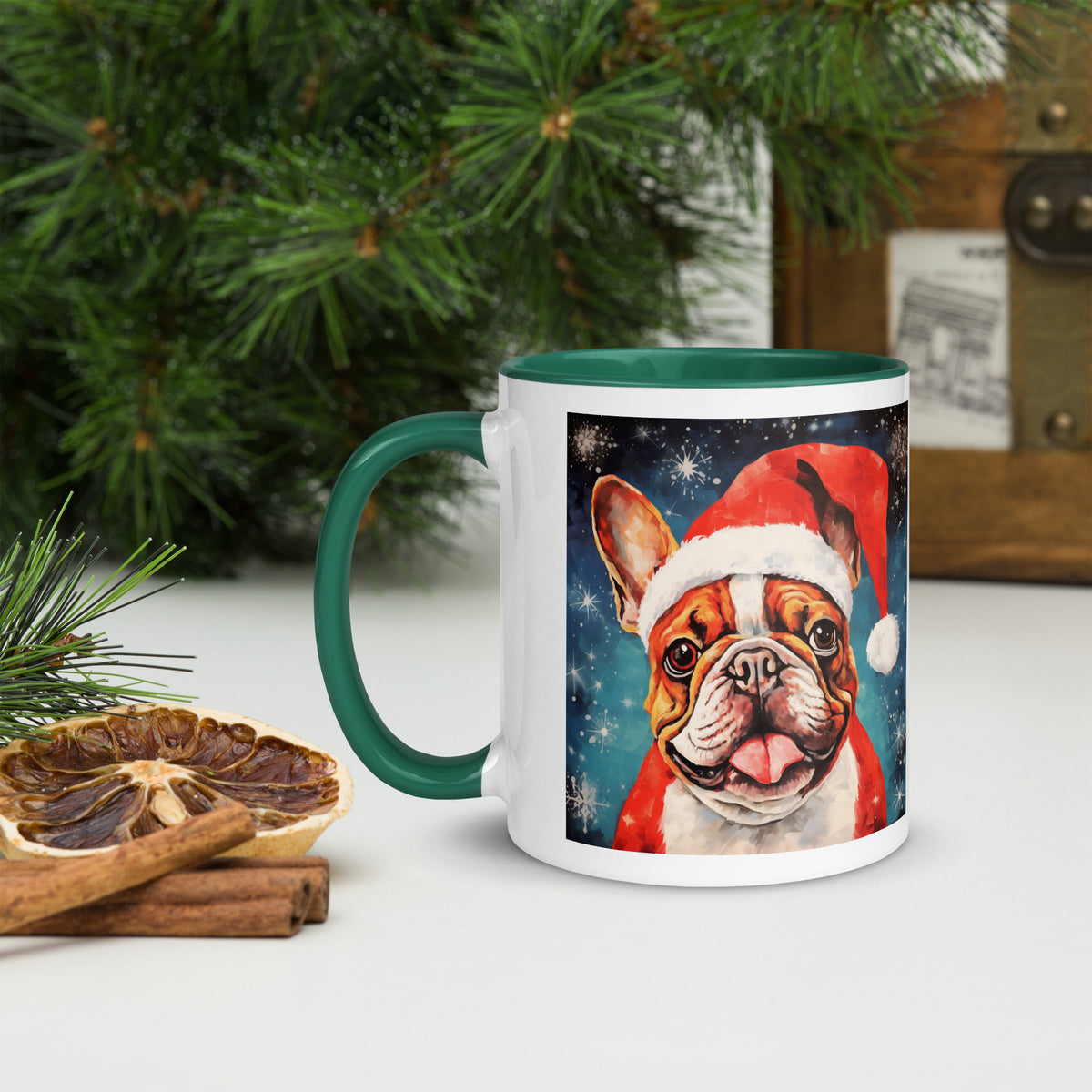 Mug with Color Inside French Bulldog - Merry woofmaas