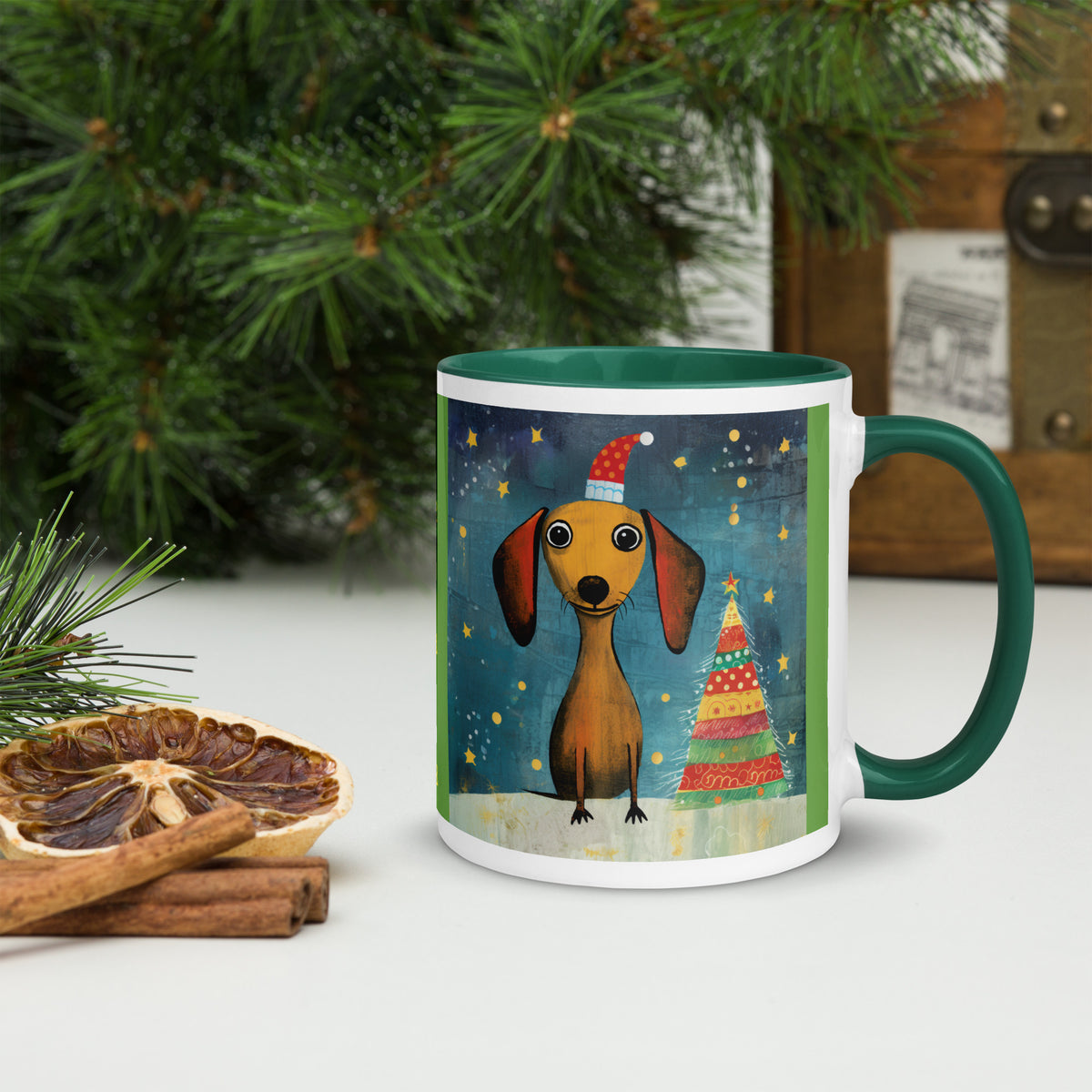 Mug with Color Inside Danchshund - Merry Woofmas