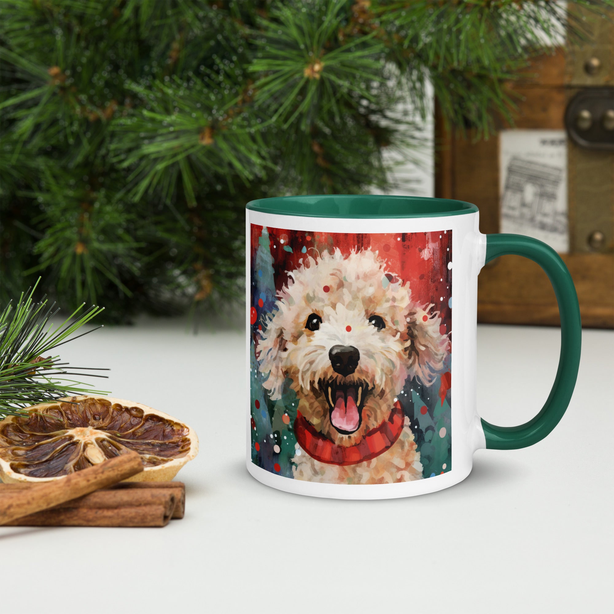 Mug with Color Inside Poodle - Merry Woofmas